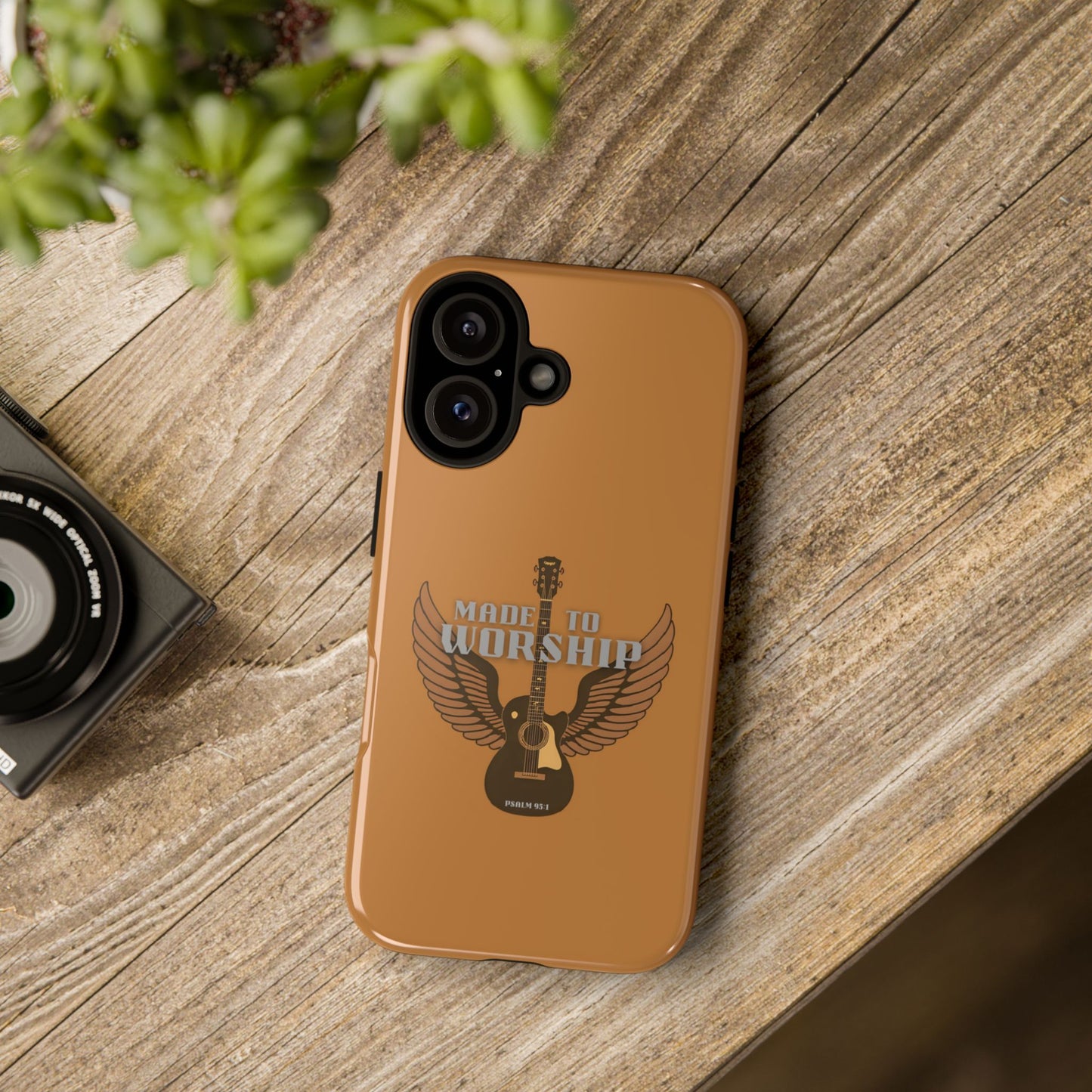 Tough Phone Case — "Made to Worship" Acoustic Guitar Wings Design