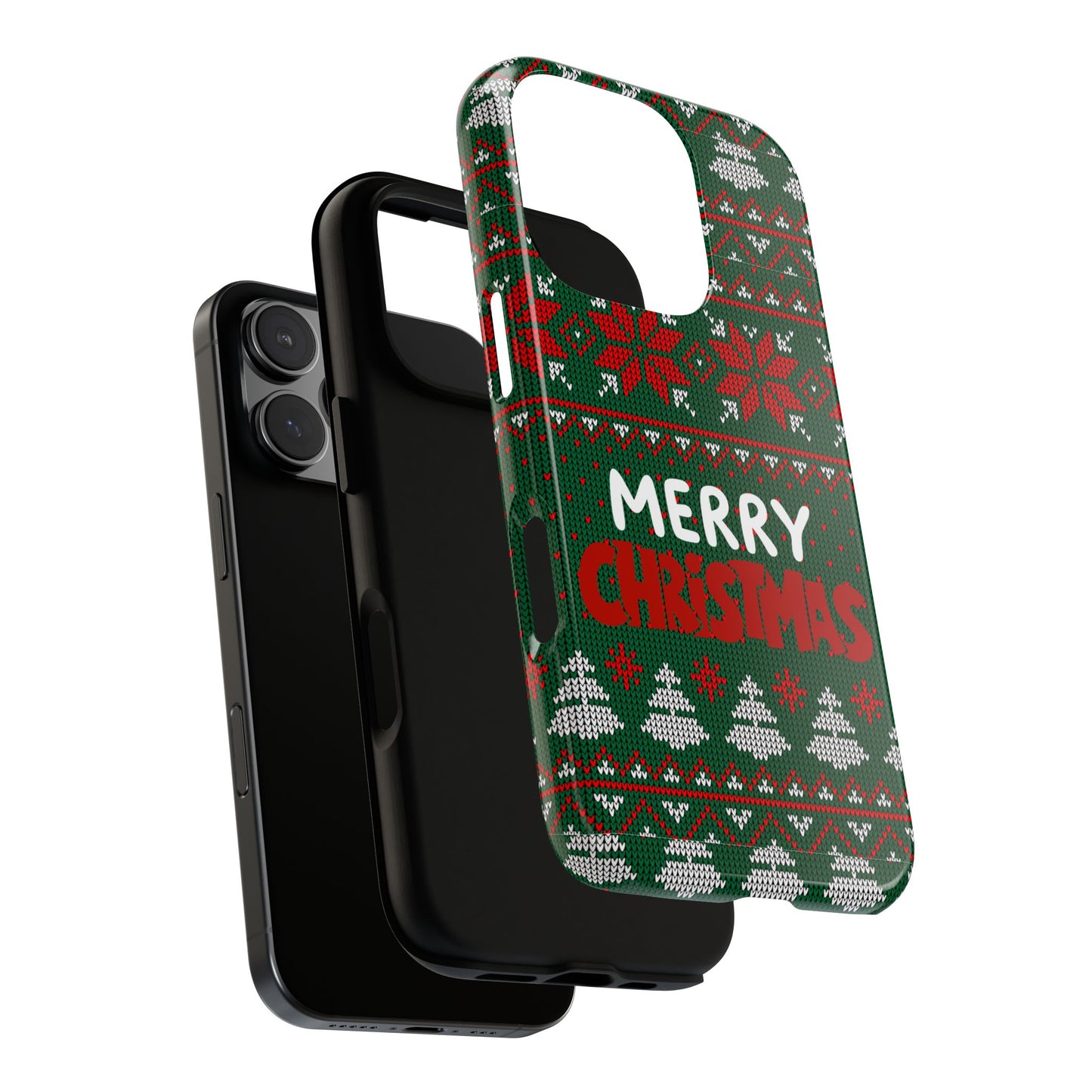 Merry Christmas Phone Case - Festive Green Ugly Sweater Design