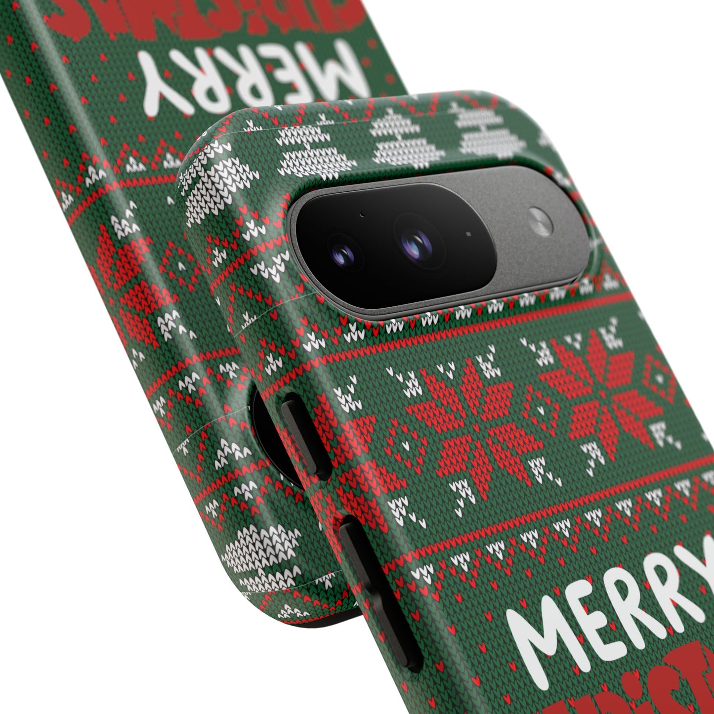 Merry Christmas Phone Case - Festive Green Ugly Sweater Design