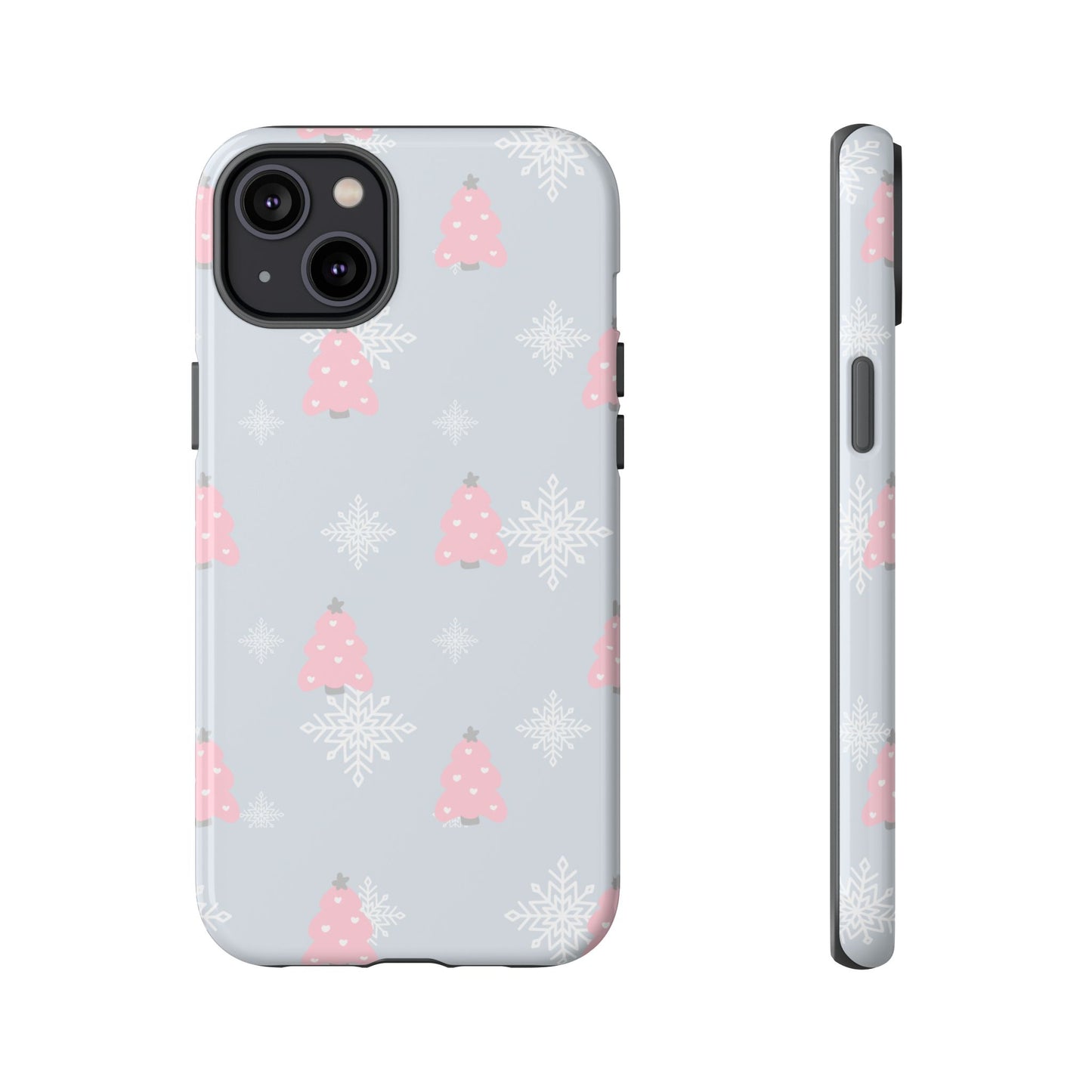 Christmas Pink Tree Tough Phone Case — Cute Holiday Snowflake Design