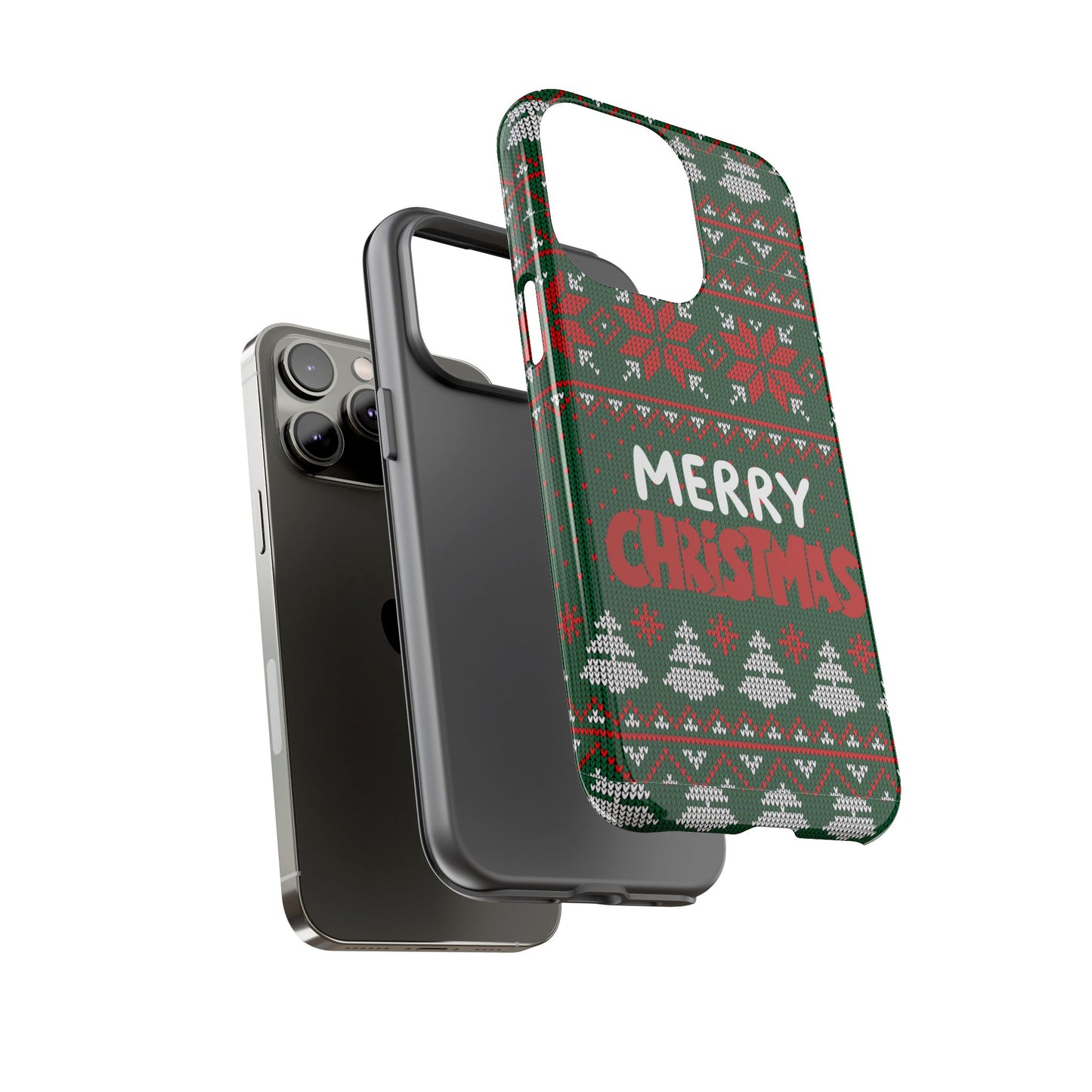 Merry Christmas Phone Case - Festive Green Ugly Sweater Design
