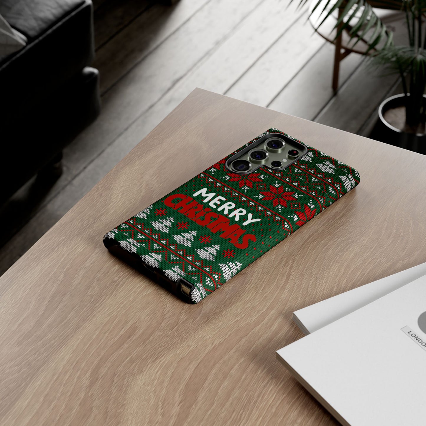Merry Christmas Phone Case - Festive Green Ugly Sweater Design