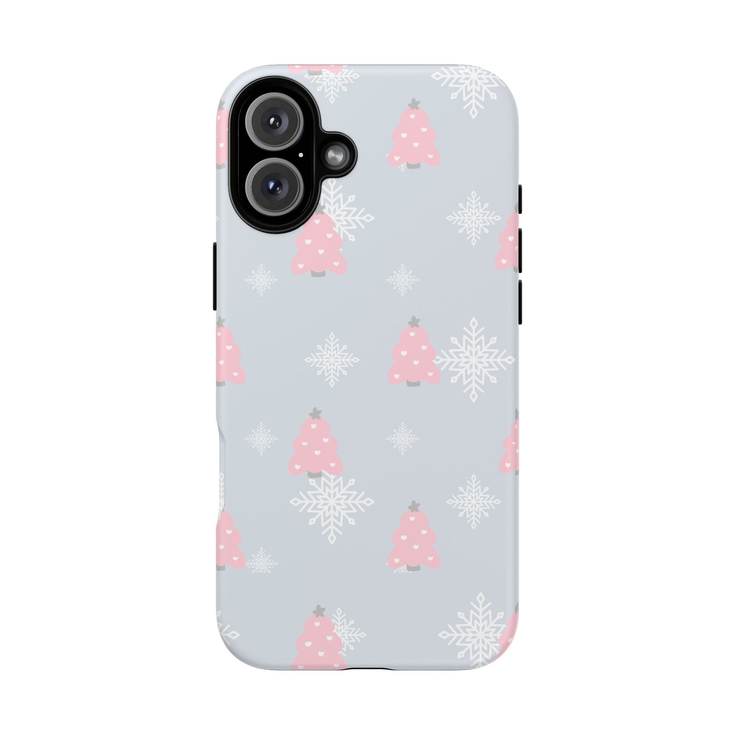 Christmas Pink Tree Tough Phone Case — Cute Holiday Snowflake Design