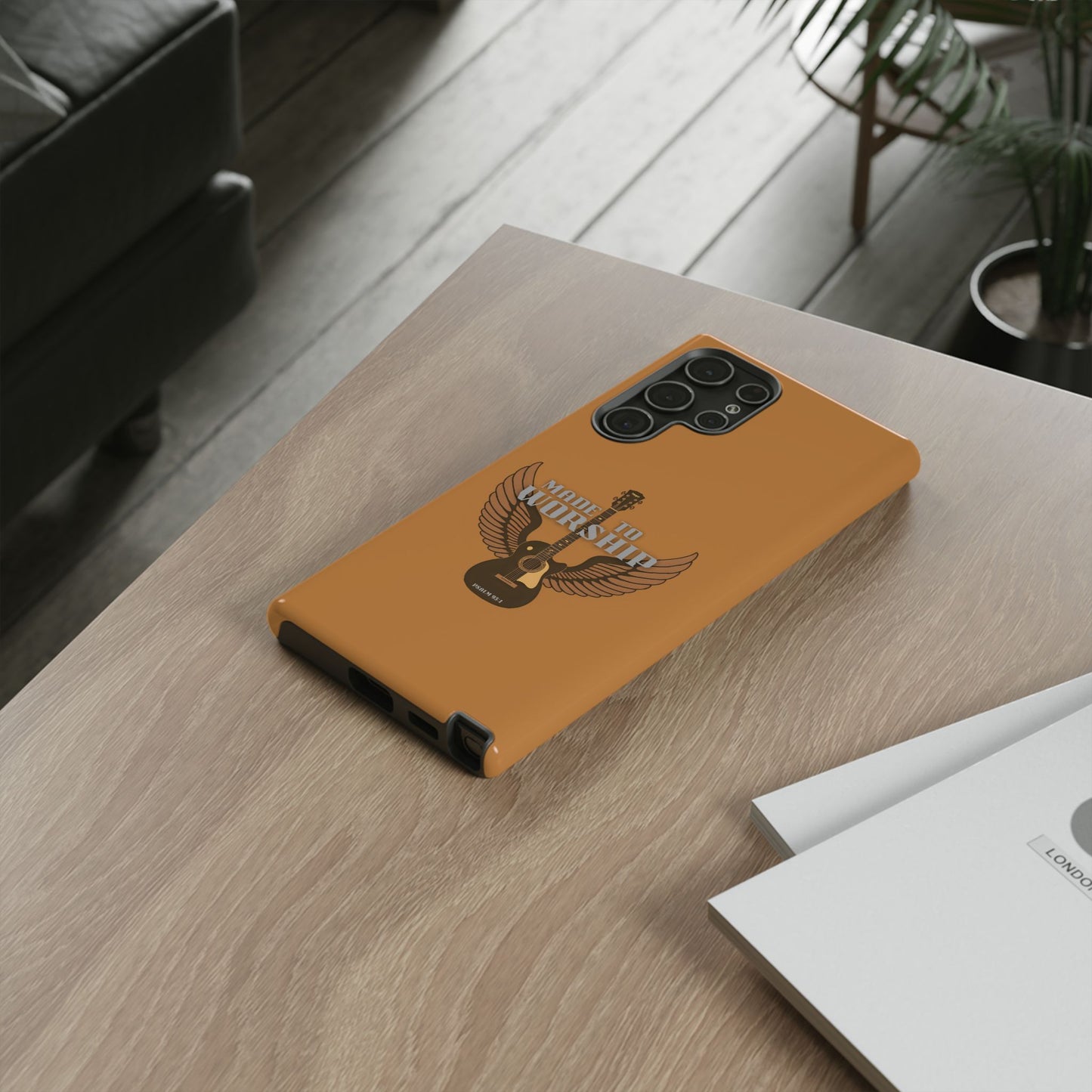 Tough Phone Case — "Made to Worship" Acoustic Guitar Wings Design
