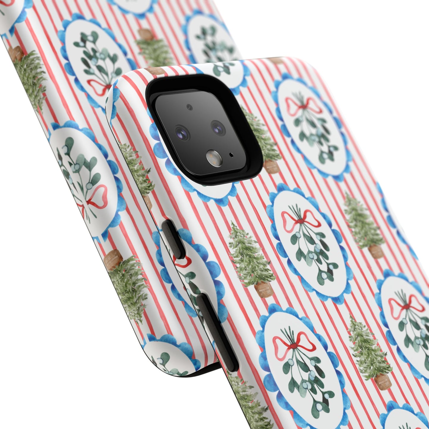 Christmas Wreath & Tree Pattern Phone Case — Festive Holiday Tough Case