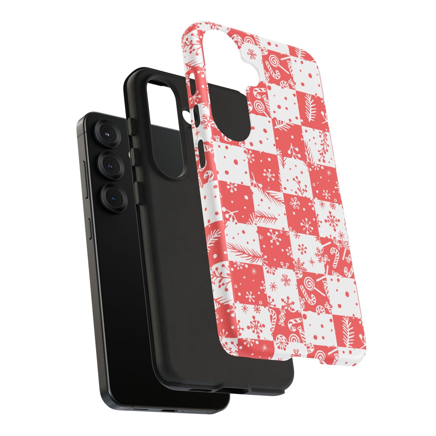 Christmas Red Buffalo Check Phone Case - Holiday Snowflake Pattern Tough Case