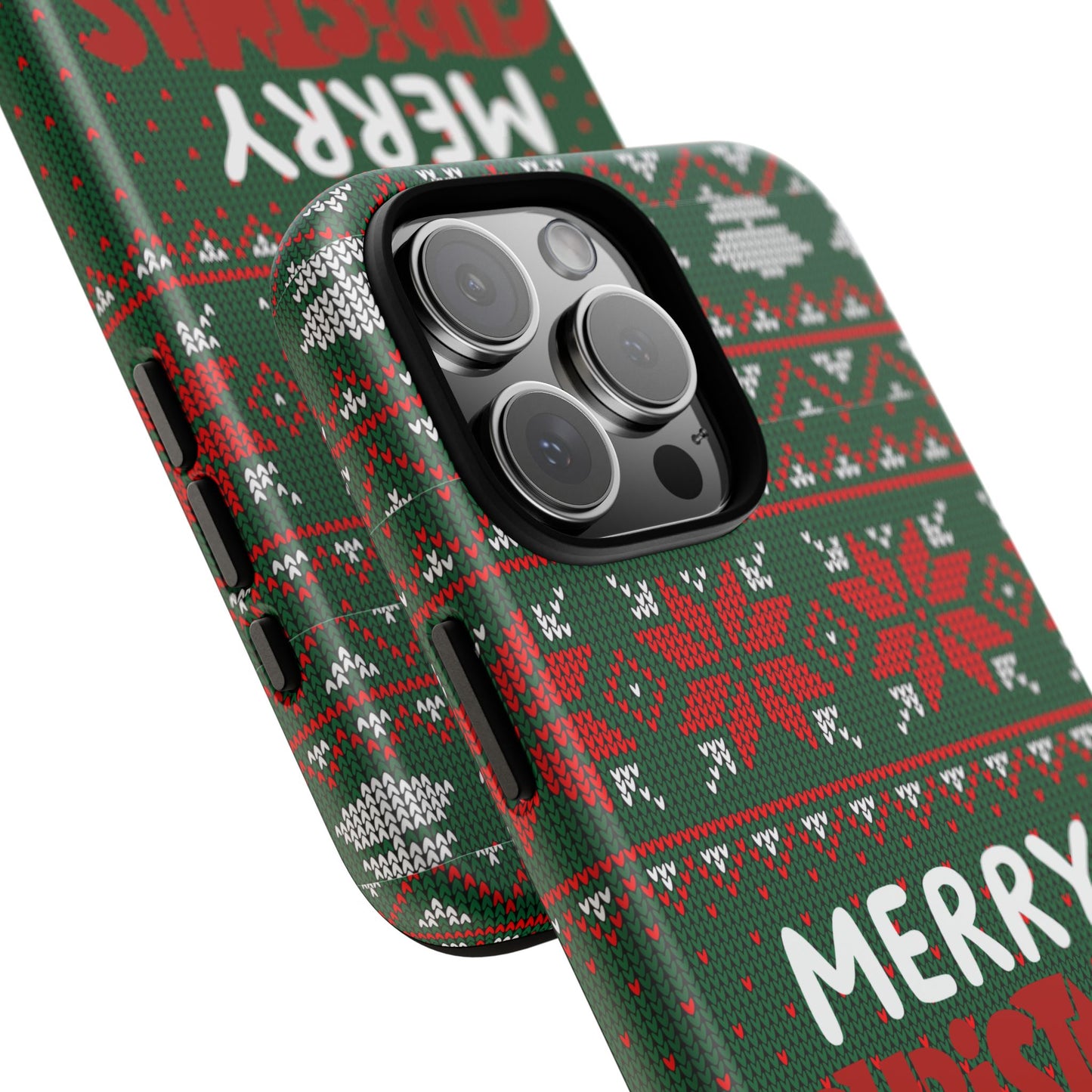 Merry Christmas Phone Case - Festive Green Ugly Sweater Design
