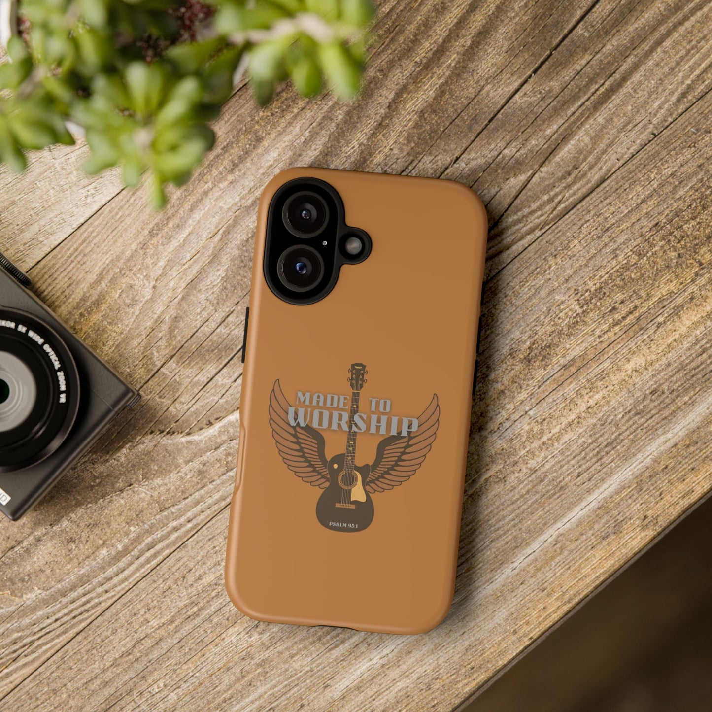 Tough Phone Case — "Made to Worship" Acoustic Guitar Wings Design
