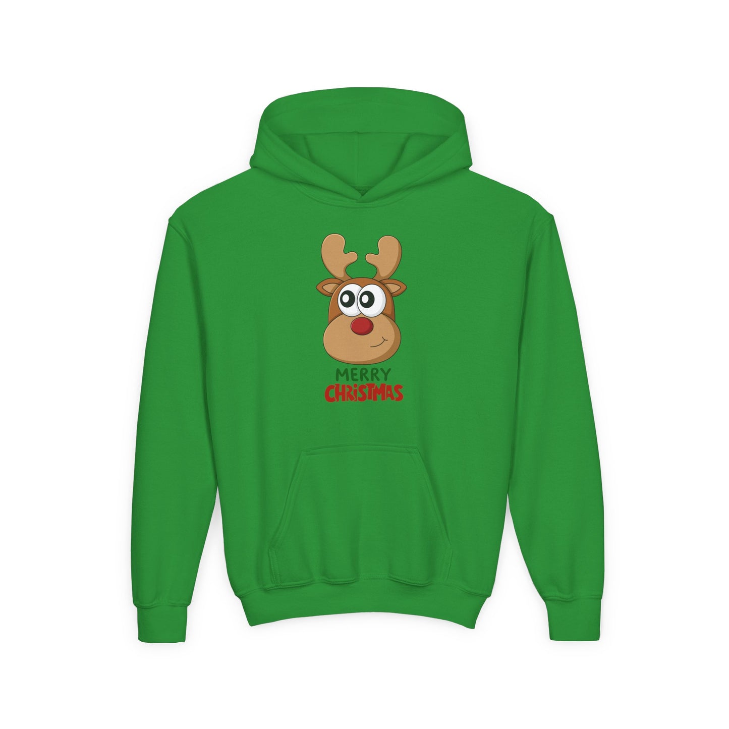 Youth Christmas Reindeer Hoodie - Cute "Merry Christmas" Holiday Pullover