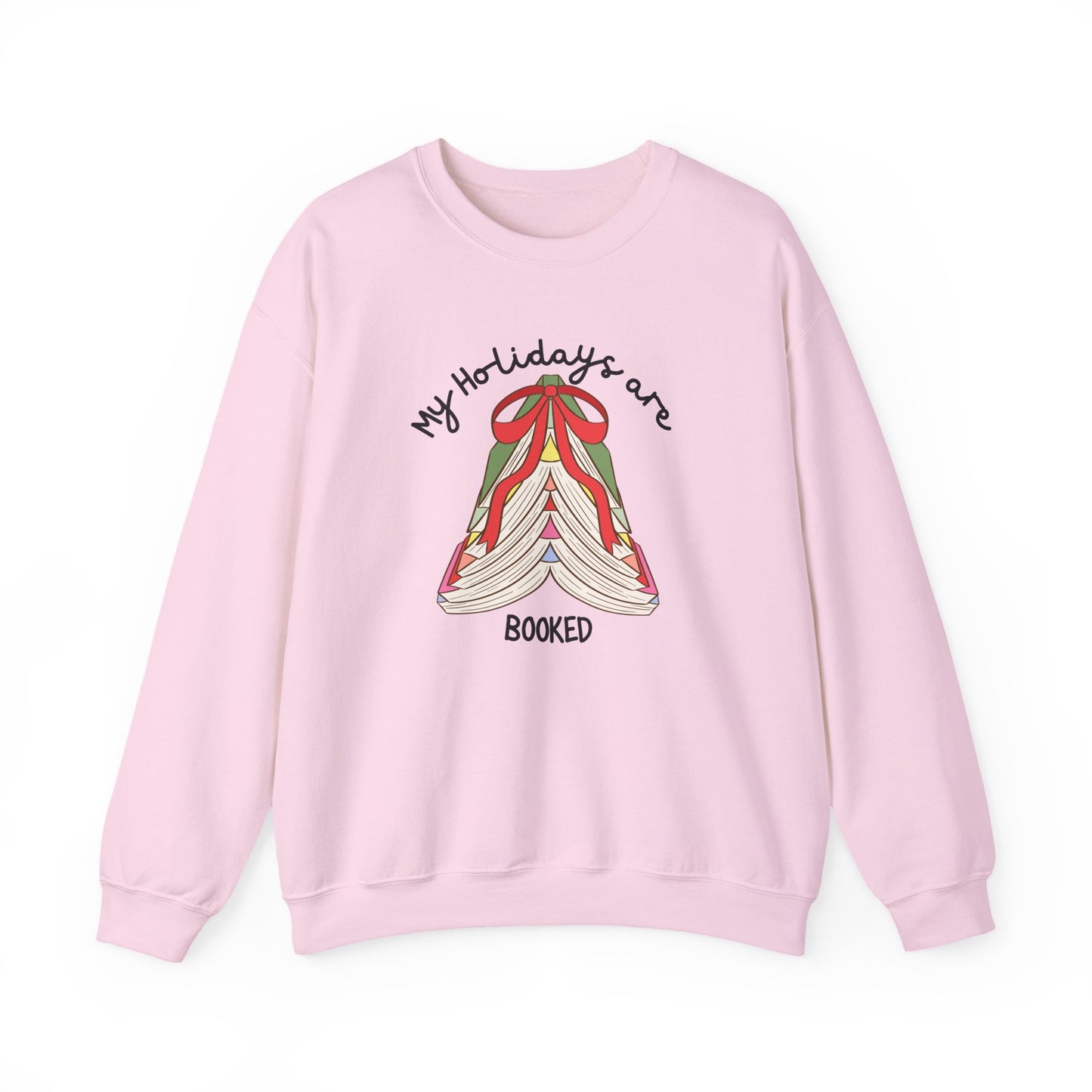 Crewneck Sweatshirt — “My Holidays Are Booked” Cozy Booklover Christmas Sweatshirt