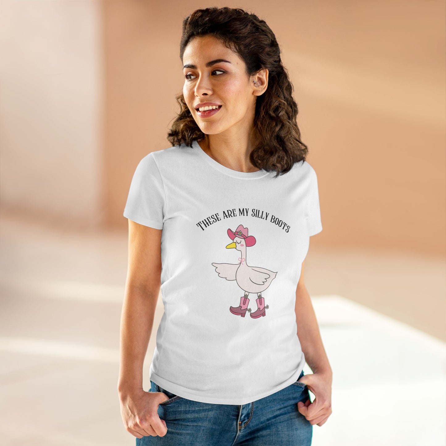 Silly Boots Women's Cotton Tee - Fun Quirky Goose Shirt