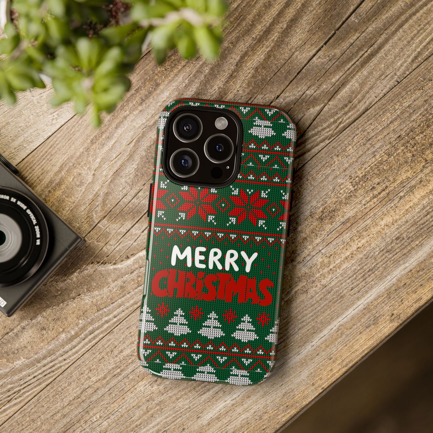 Merry Christmas Phone Case - Festive Green Ugly Sweater Design