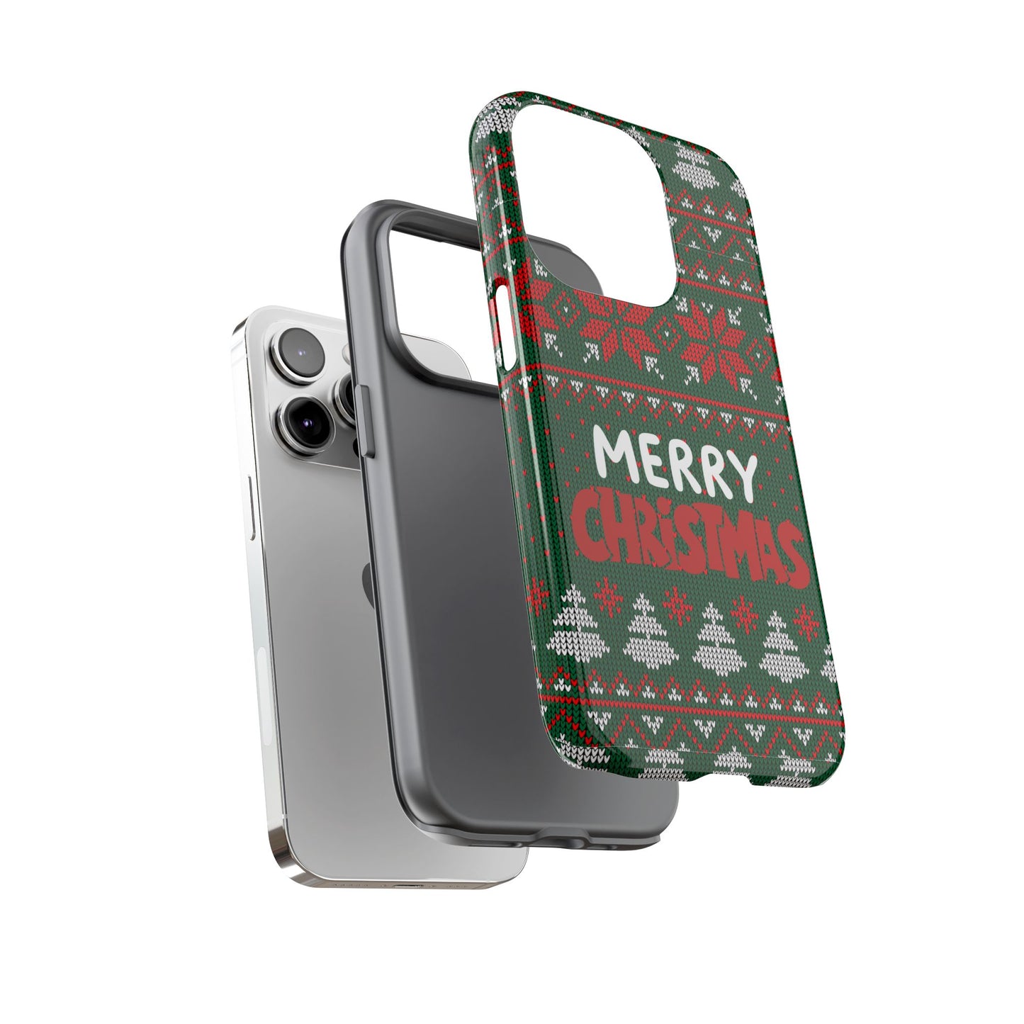 Merry Christmas Phone Case - Festive Green Ugly Sweater Design