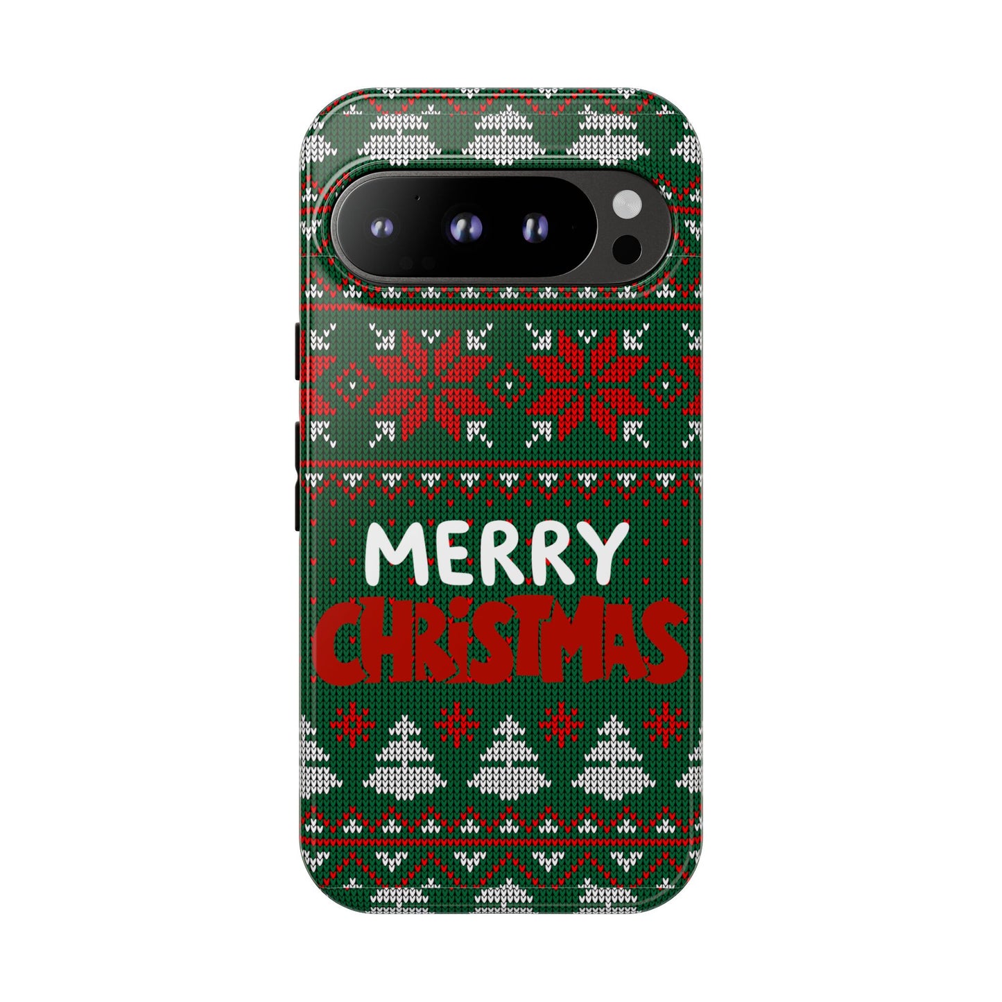 Merry Christmas Phone Case - Festive Green Ugly Sweater Design