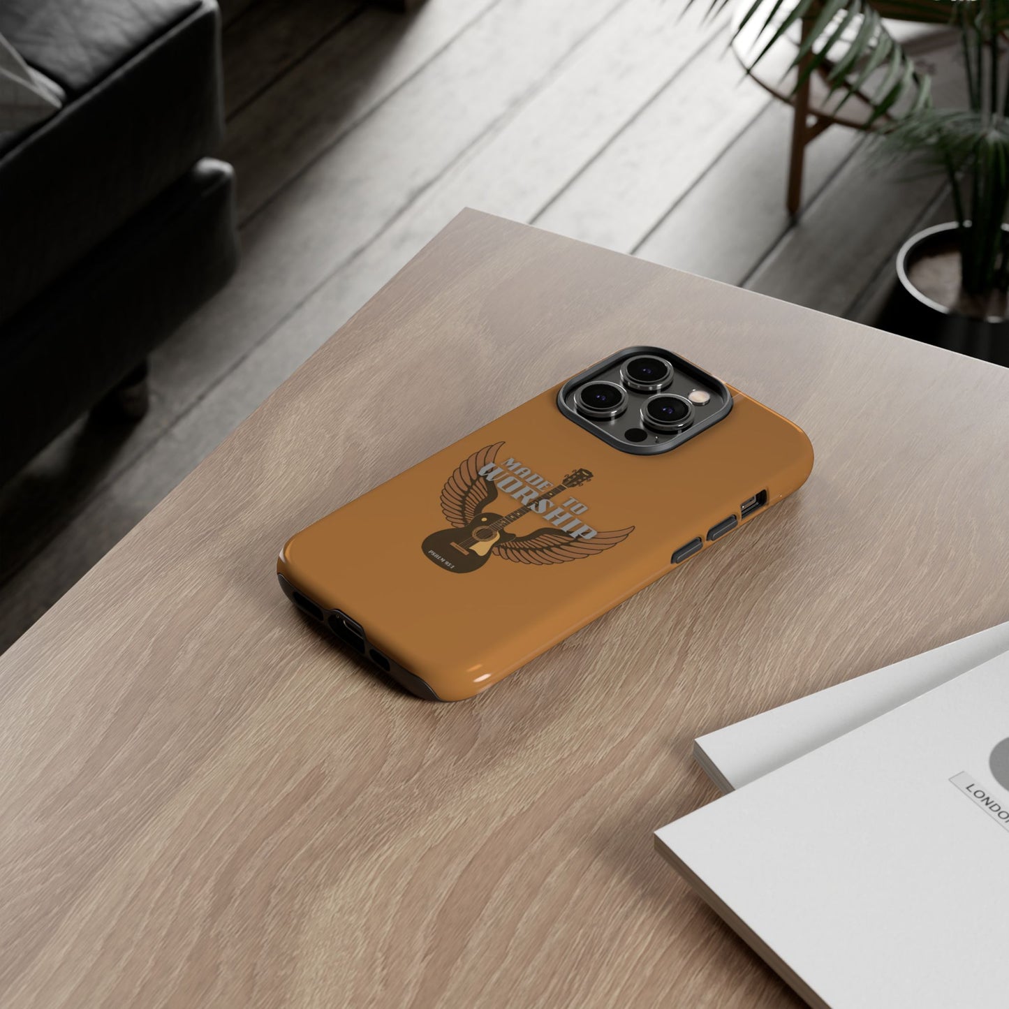 Tough Phone Case — "Made to Worship" Acoustic Guitar Wings Design