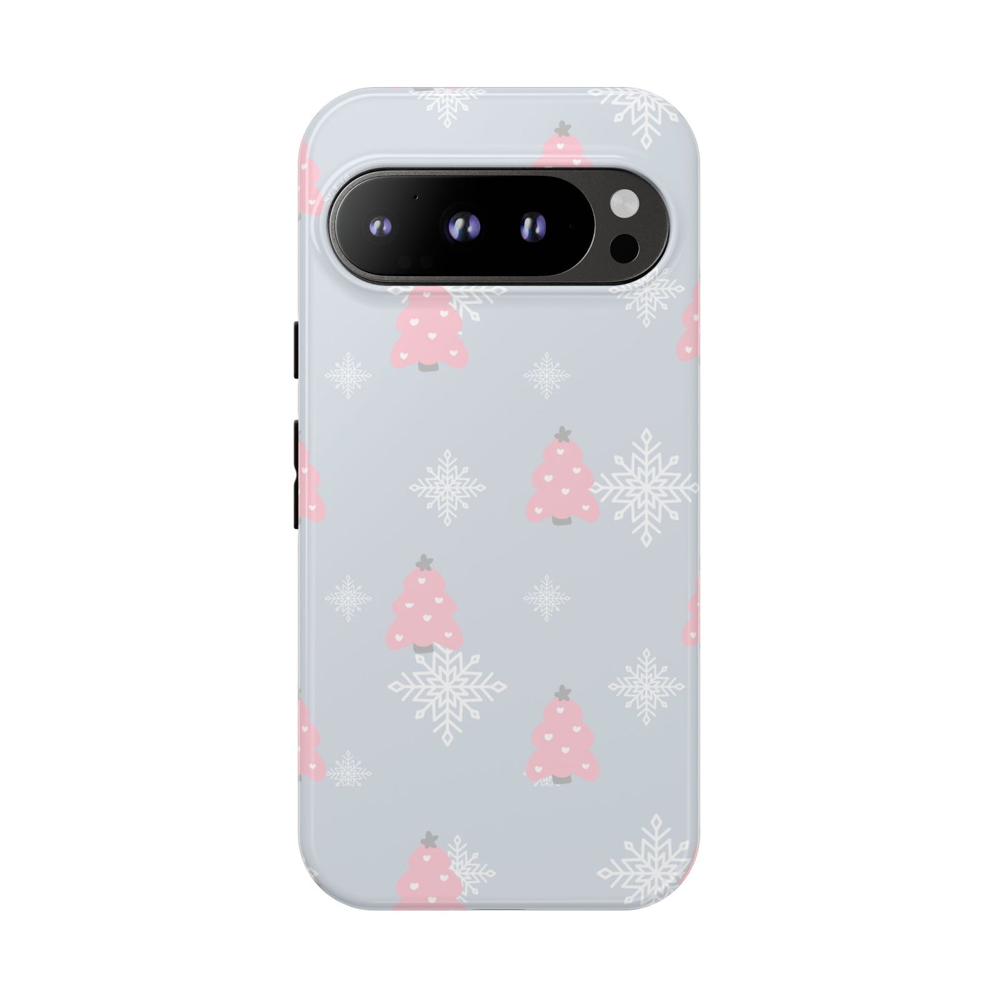 Christmas Pink Tree Tough Phone Case — Cute Holiday Snowflake Design