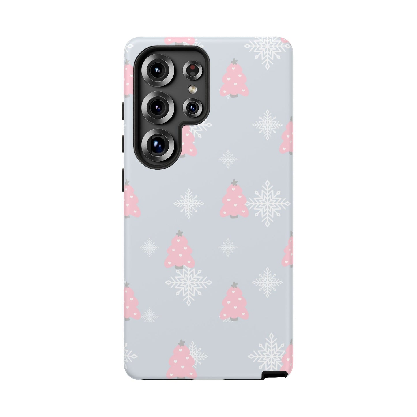 Christmas Pink Tree Tough Phone Case — Cute Holiday Snowflake Design