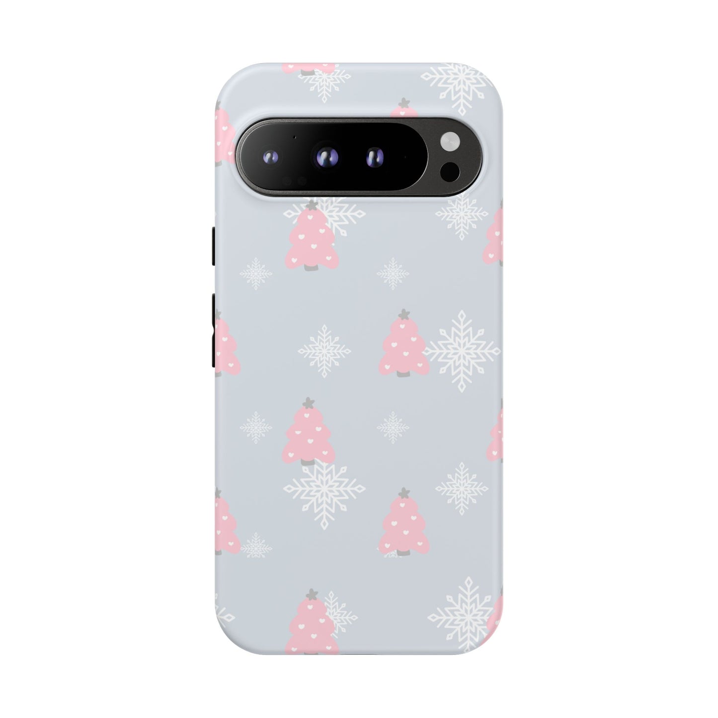 Christmas Pink Tree Tough Phone Case — Cute Holiday Snowflake Design