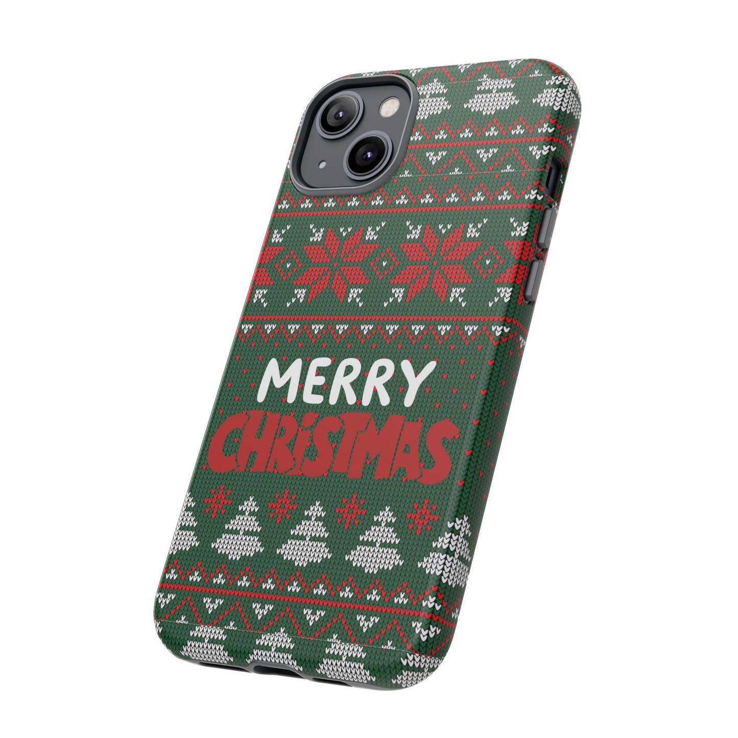 Merry Christmas Phone Case - Festive Green Ugly Sweater Design