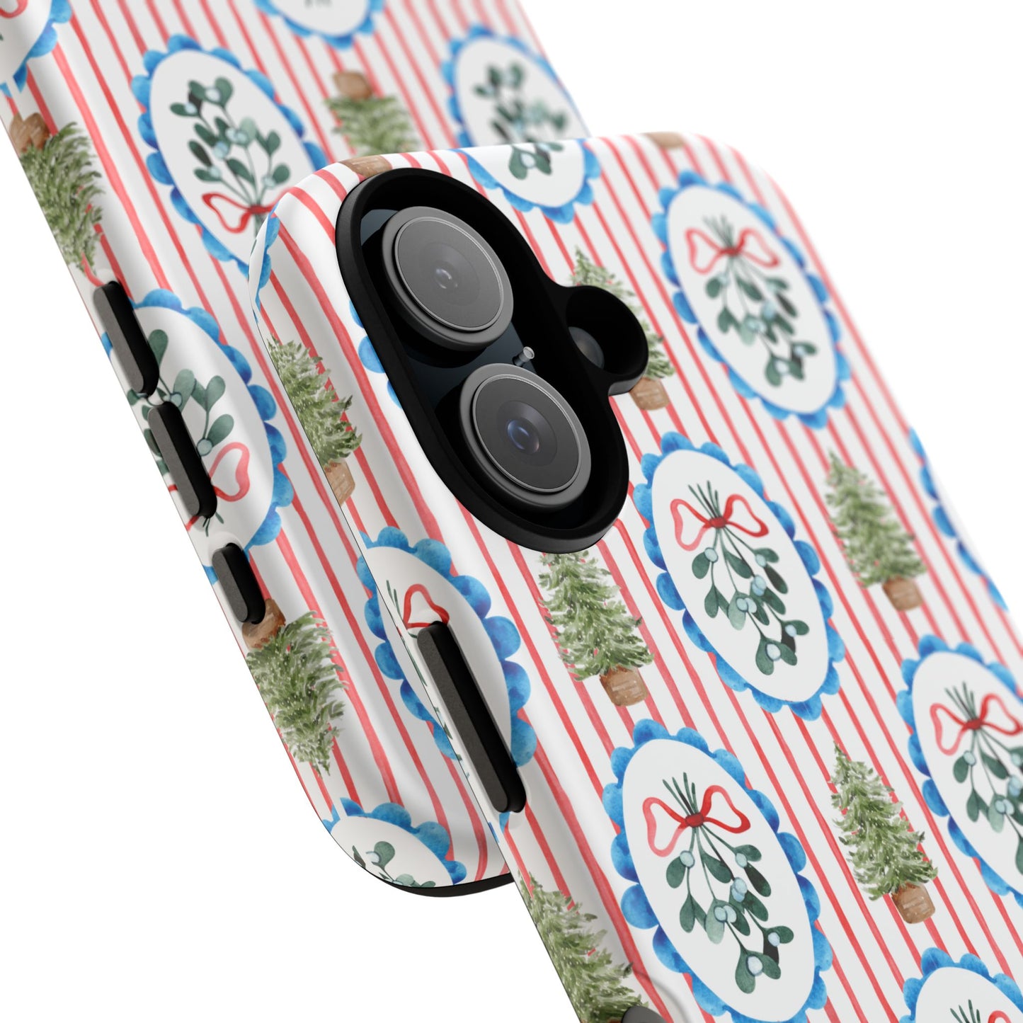 Christmas Wreath & Tree Pattern Phone Case — Festive Holiday Tough Case