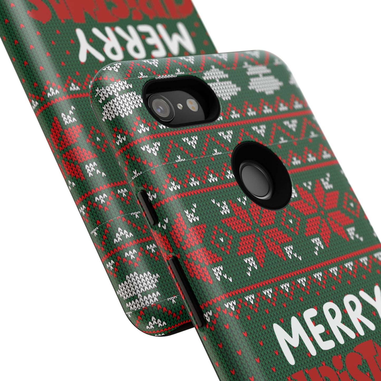 Merry Christmas Phone Case - Festive Green Ugly Sweater Design