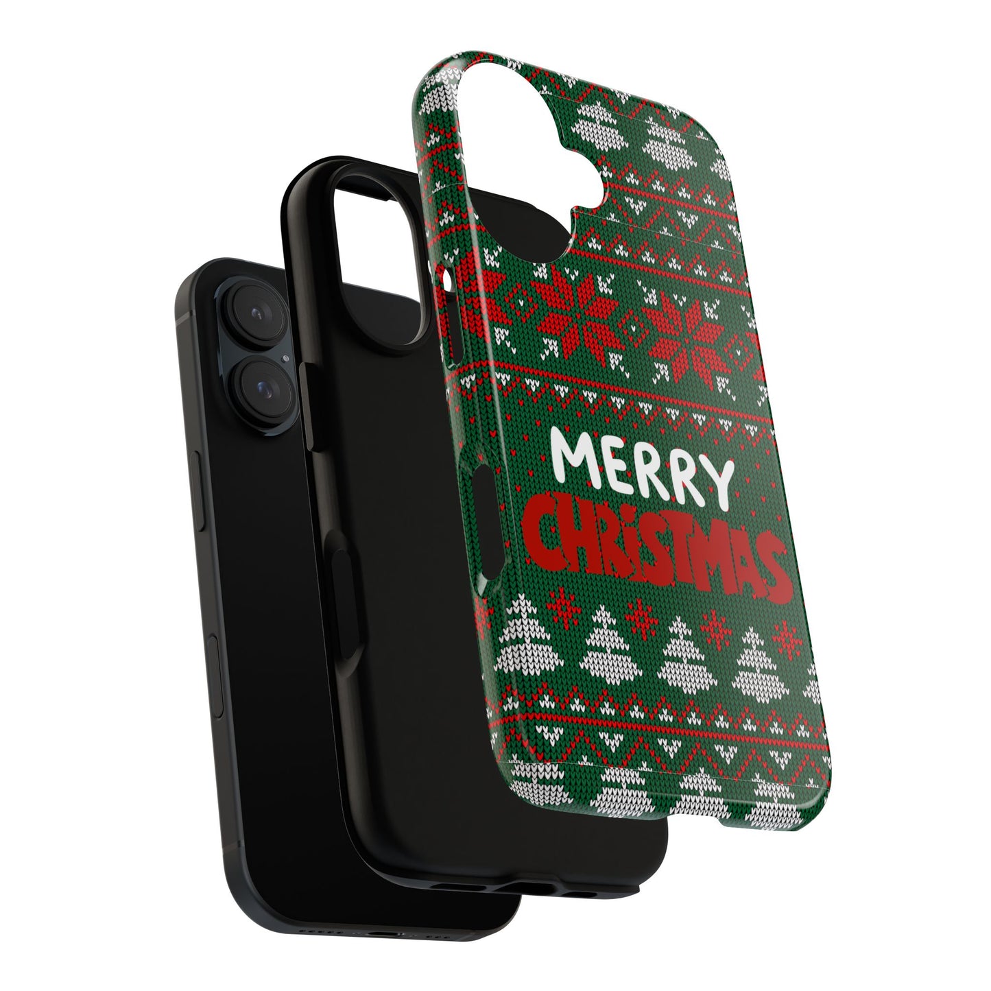 Merry Christmas Phone Case - Festive Green Ugly Sweater Design