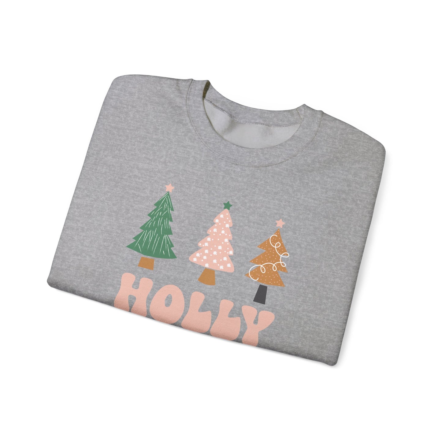 Holiday Sweater Sweatshirt — "Holly Jolly" Christmas Tree Crewneck