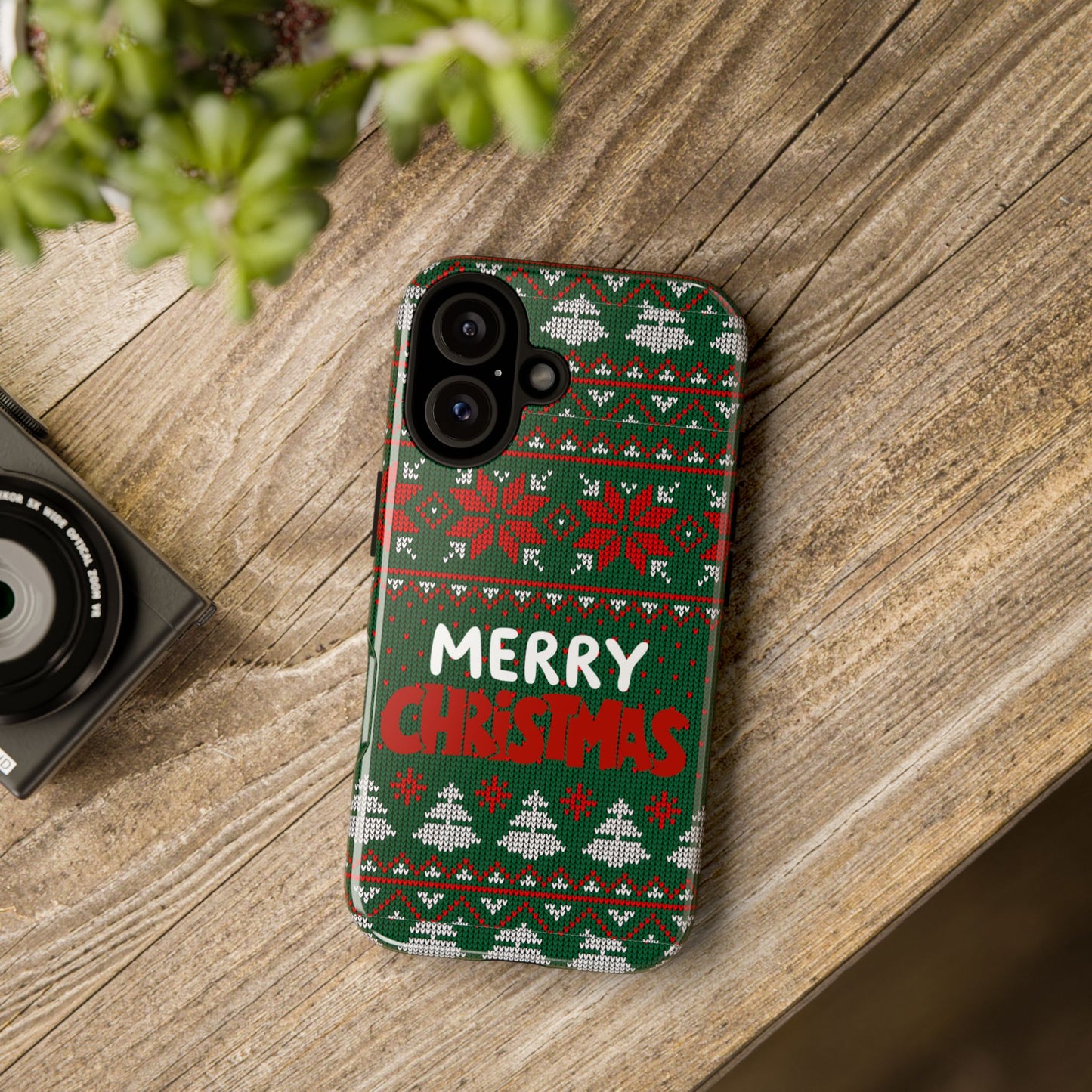 Merry Christmas Phone Case - Festive Green Ugly Sweater Design