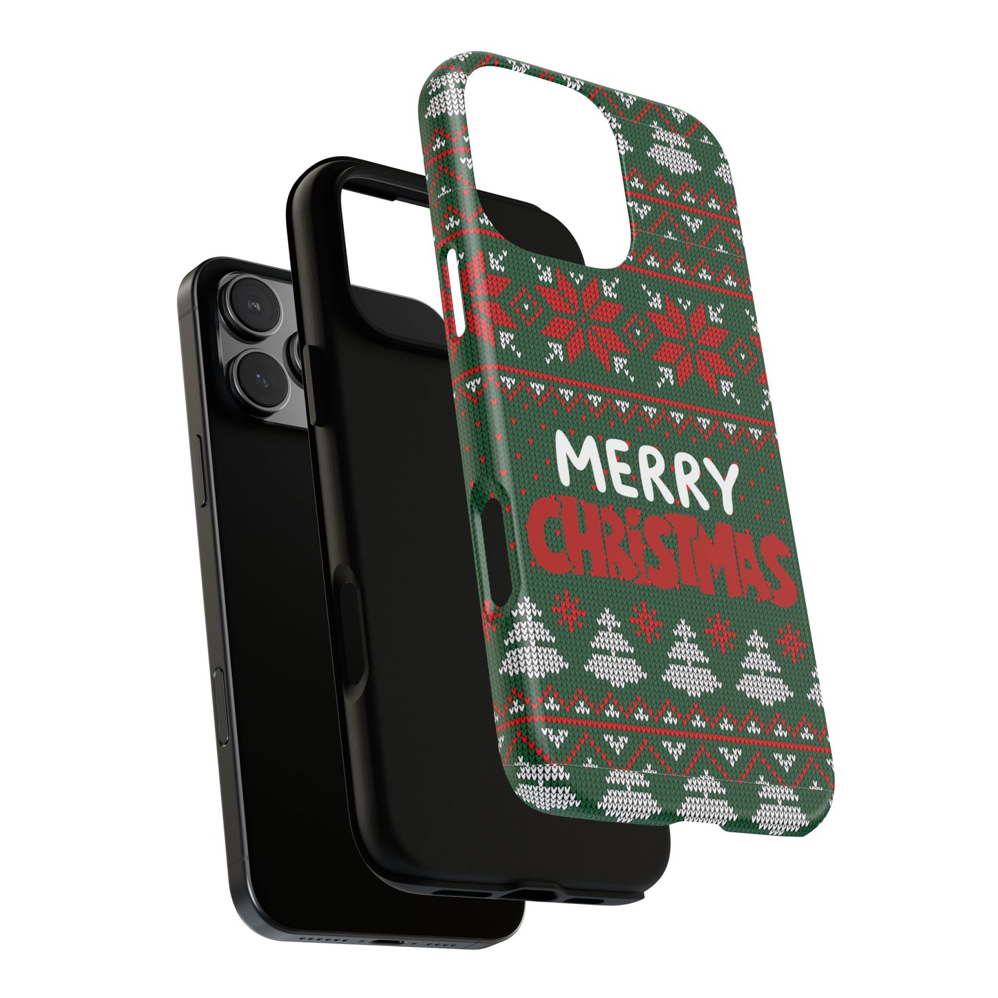 Merry Christmas Phone Case - Festive Green Ugly Sweater Design