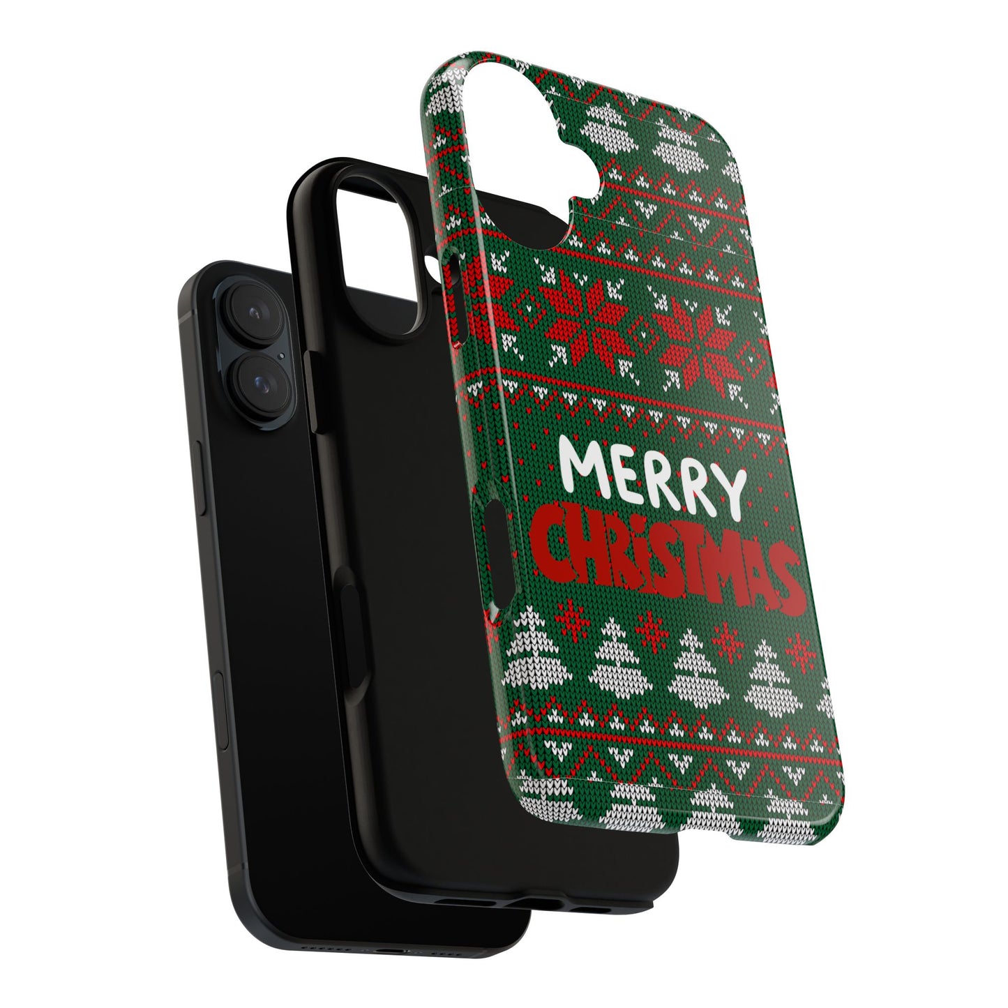 Merry Christmas Phone Case - Festive Green Ugly Sweater Design