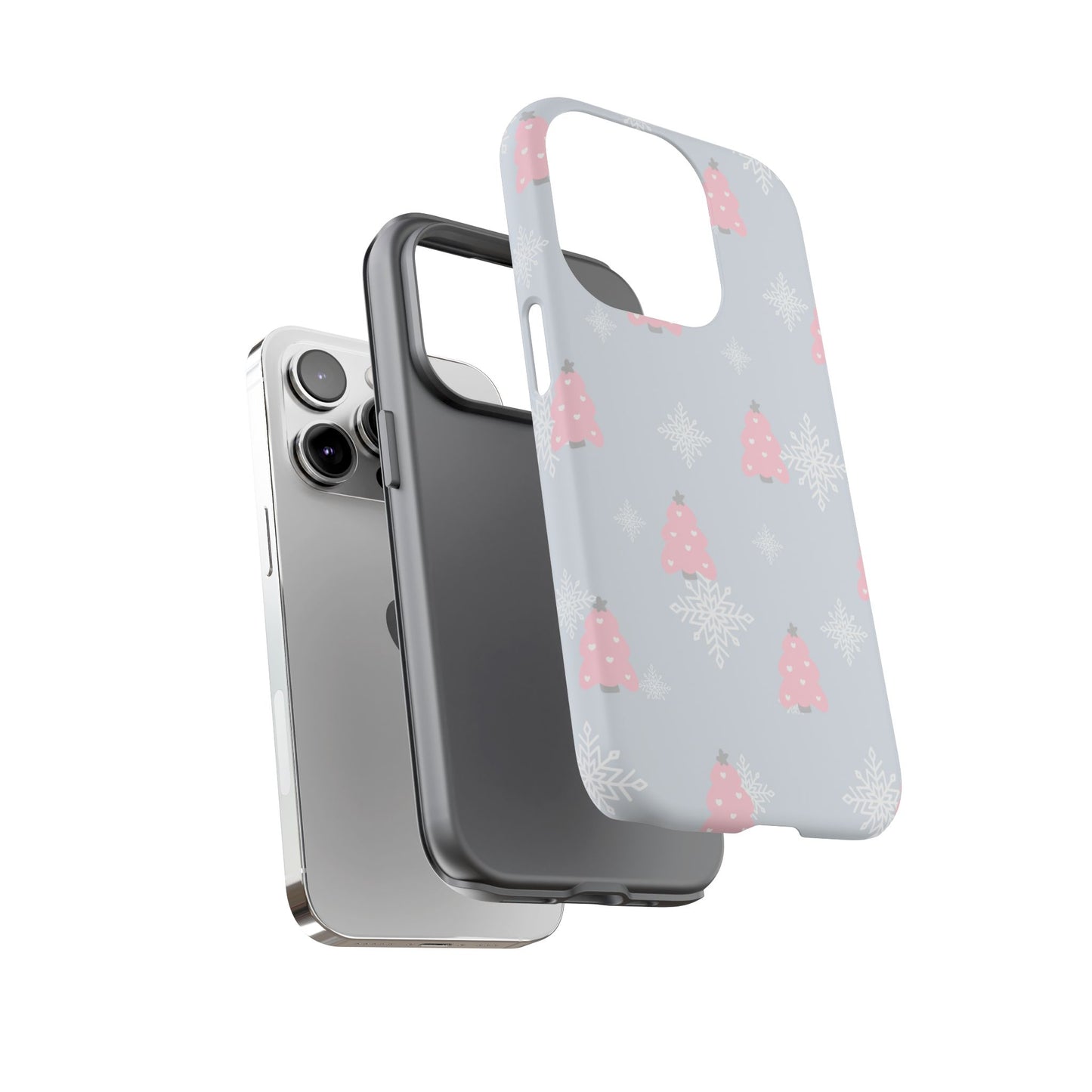 Christmas Pink Tree Tough Phone Case — Cute Holiday Snowflake Design