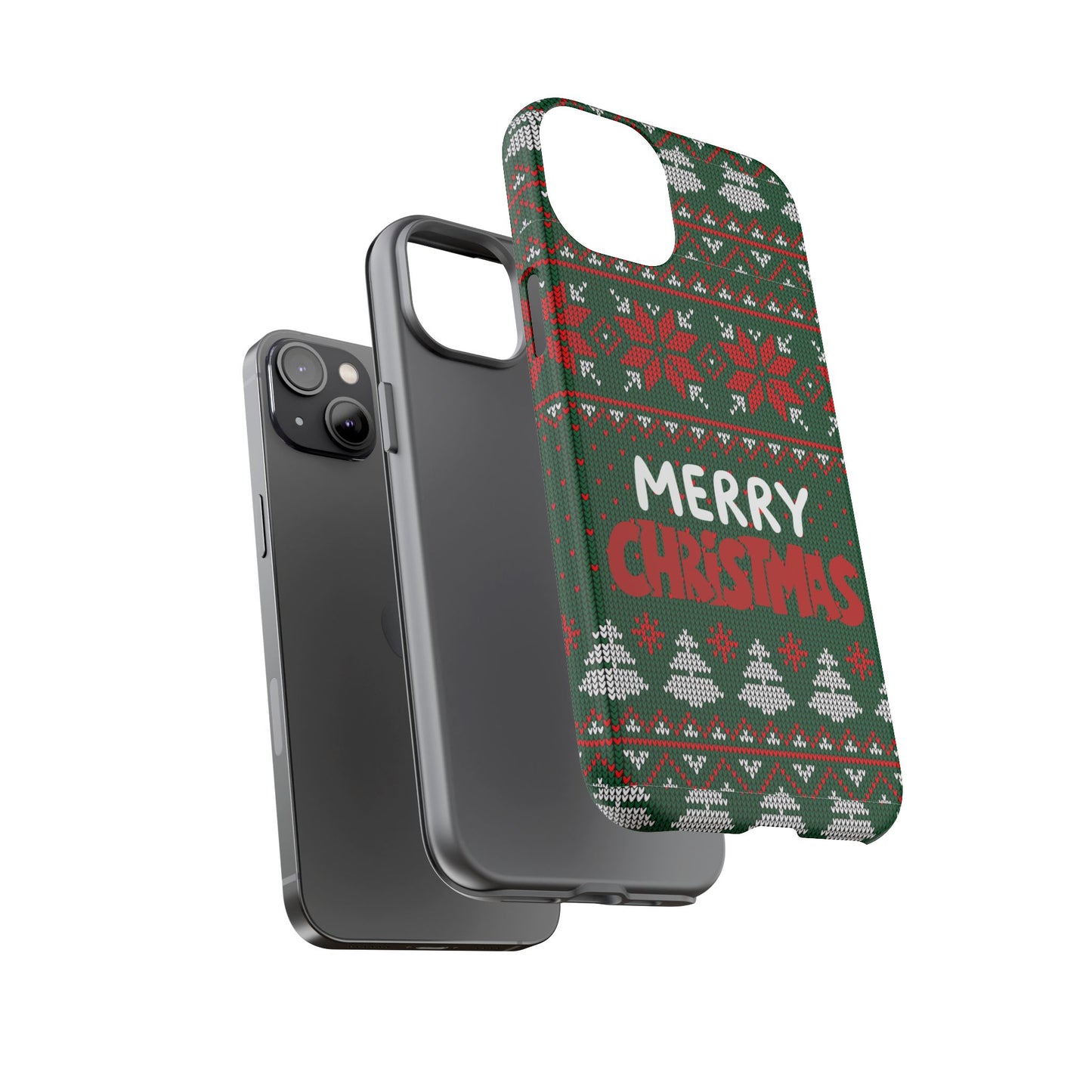 Merry Christmas Phone Case - Festive Green Ugly Sweater Design