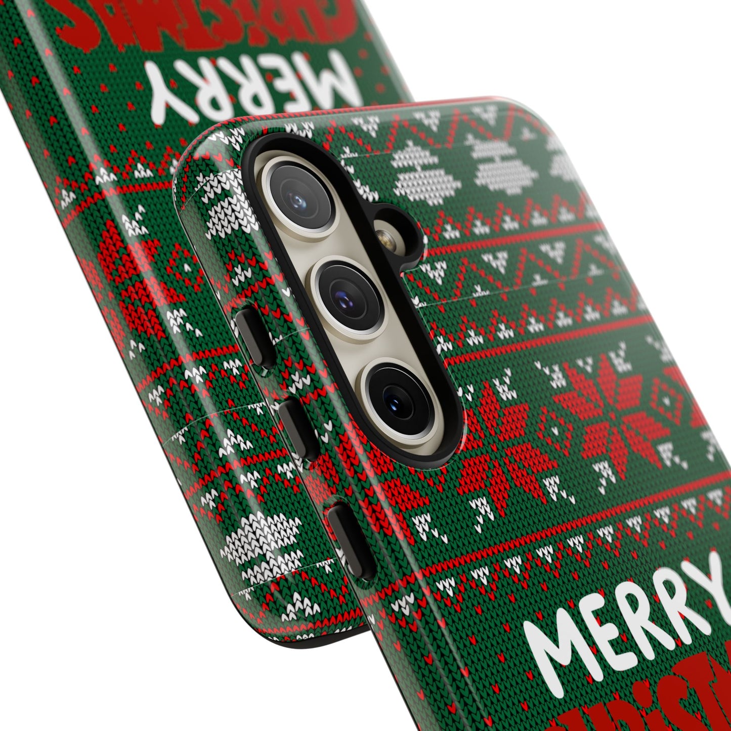 Merry Christmas Phone Case - Festive Green Ugly Sweater Design