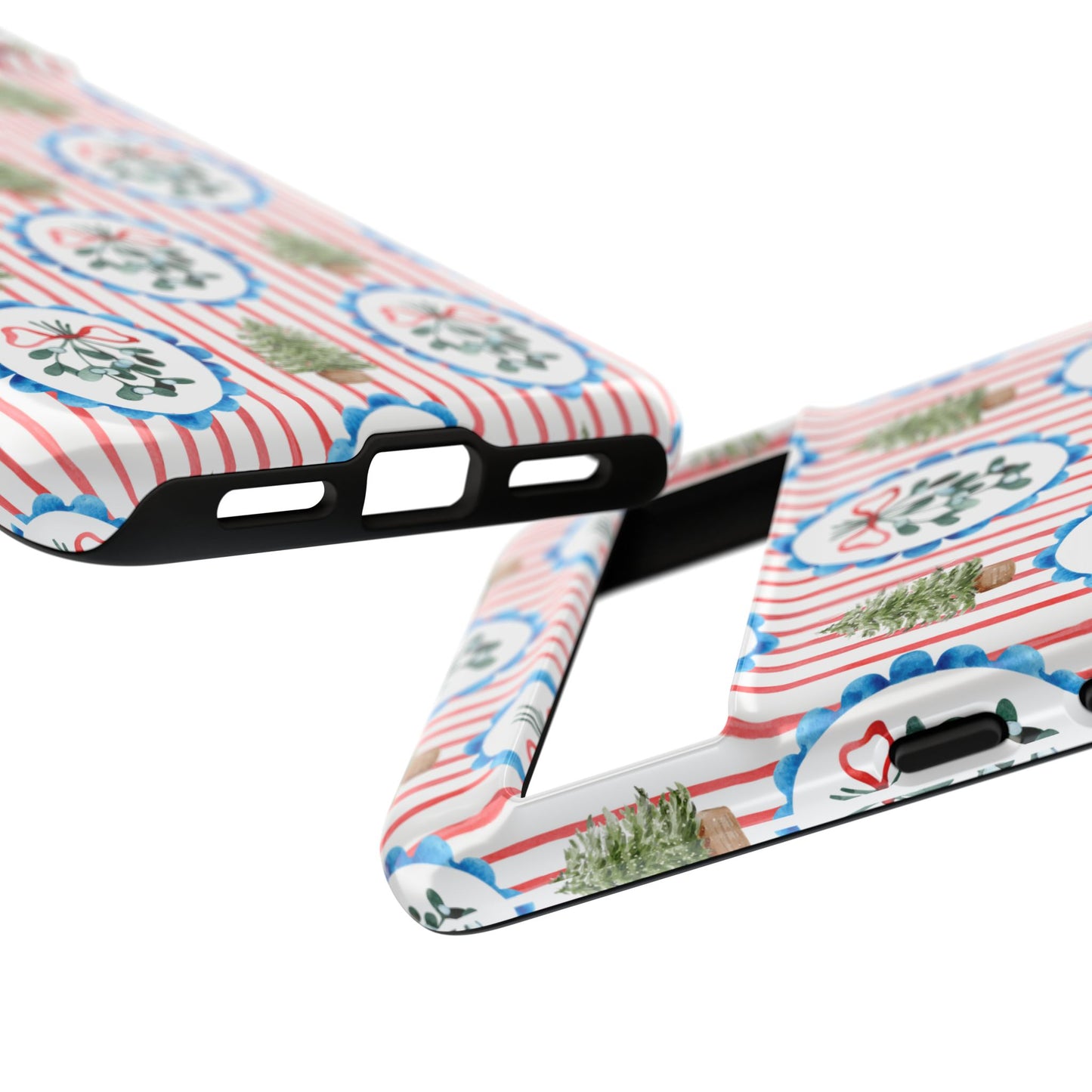 Christmas Wreath & Tree Pattern Phone Case — Festive Holiday Tough Case
