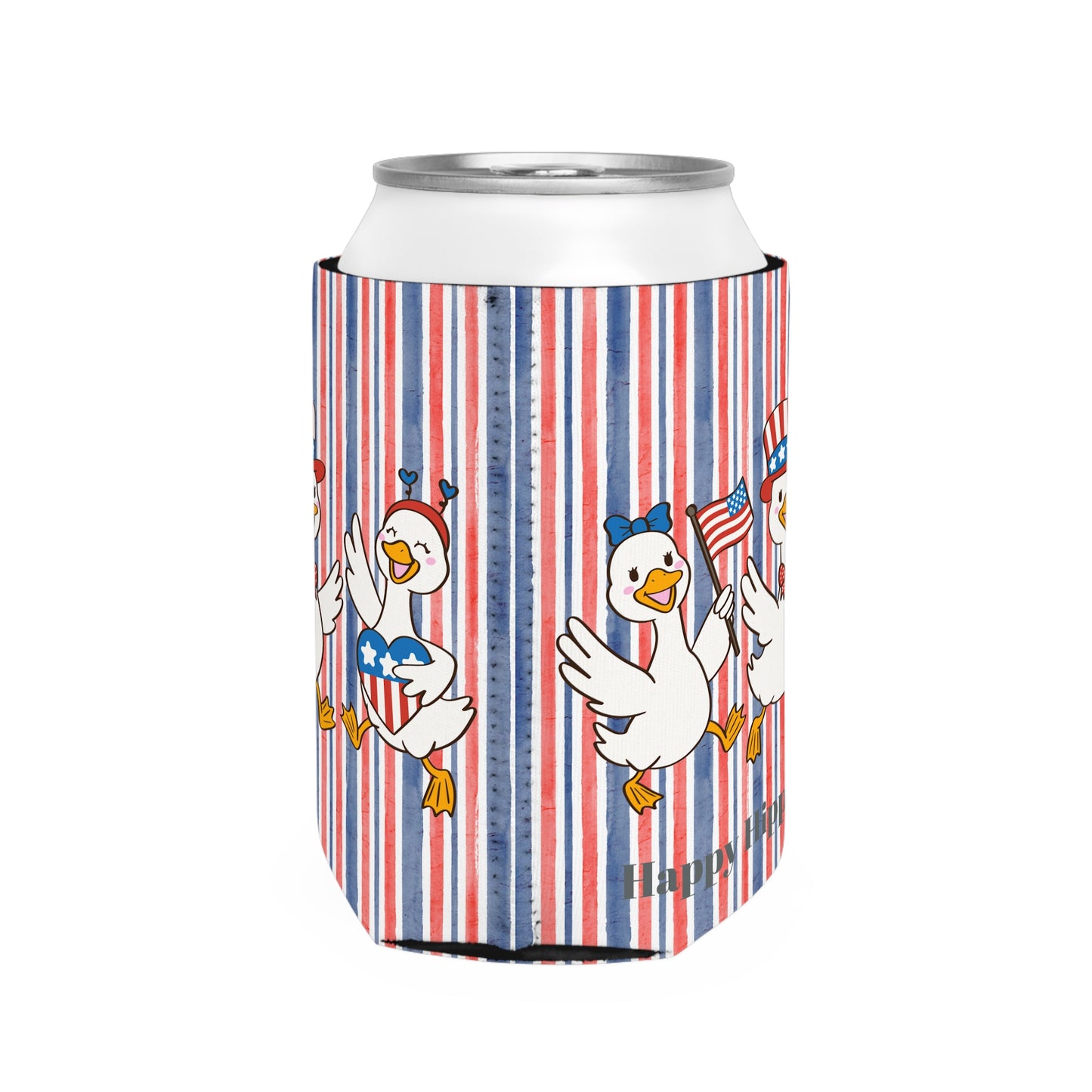 Can Cooler Sleeve - Patriotic Geese Trio - 4th of July Celebration Design