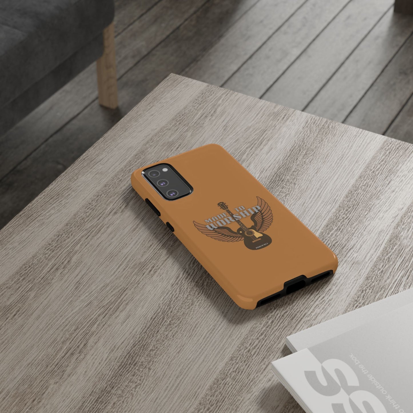Tough Phone Case — "Made to Worship" Acoustic Guitar Wings Design