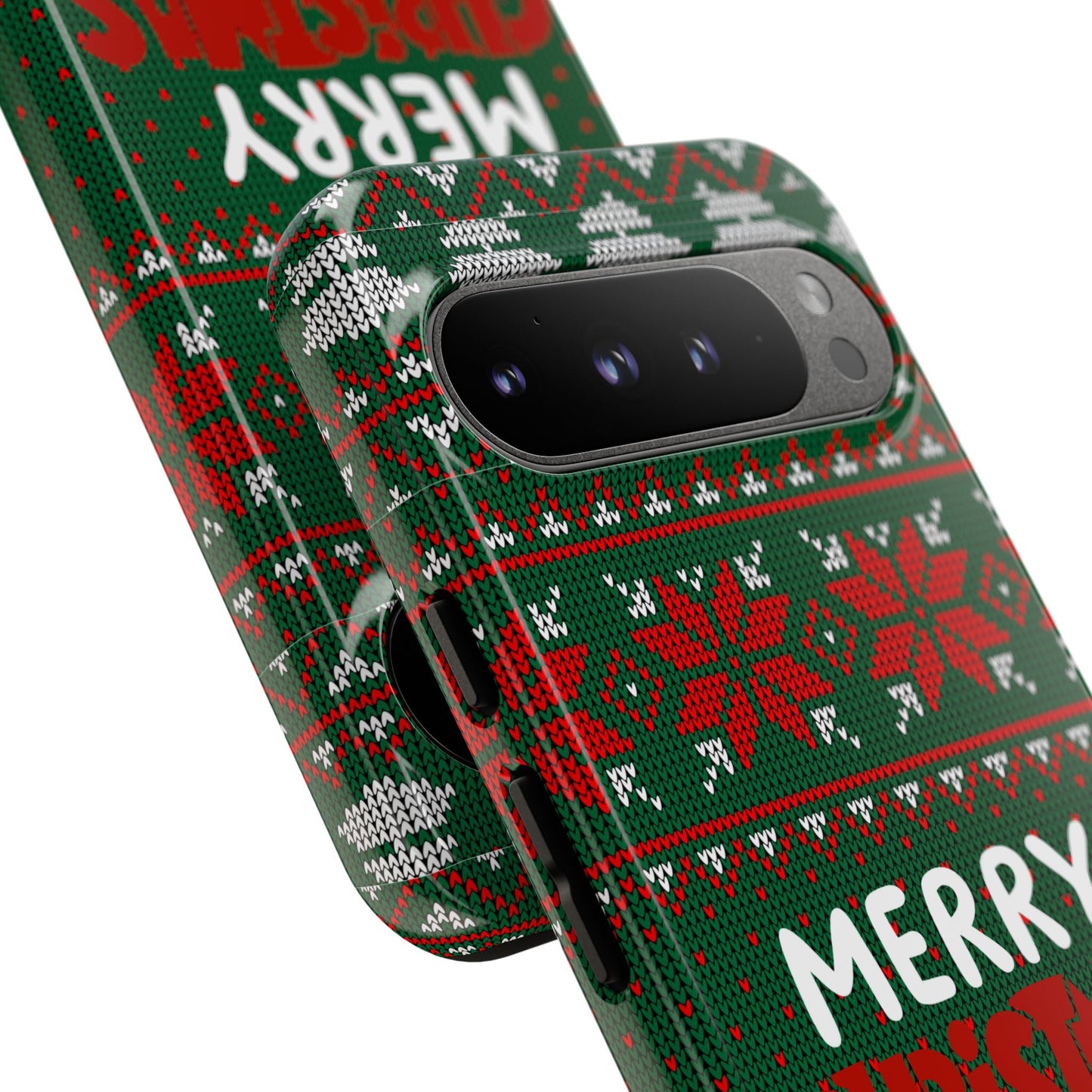 Merry Christmas Phone Case - Festive Green Ugly Sweater Design
