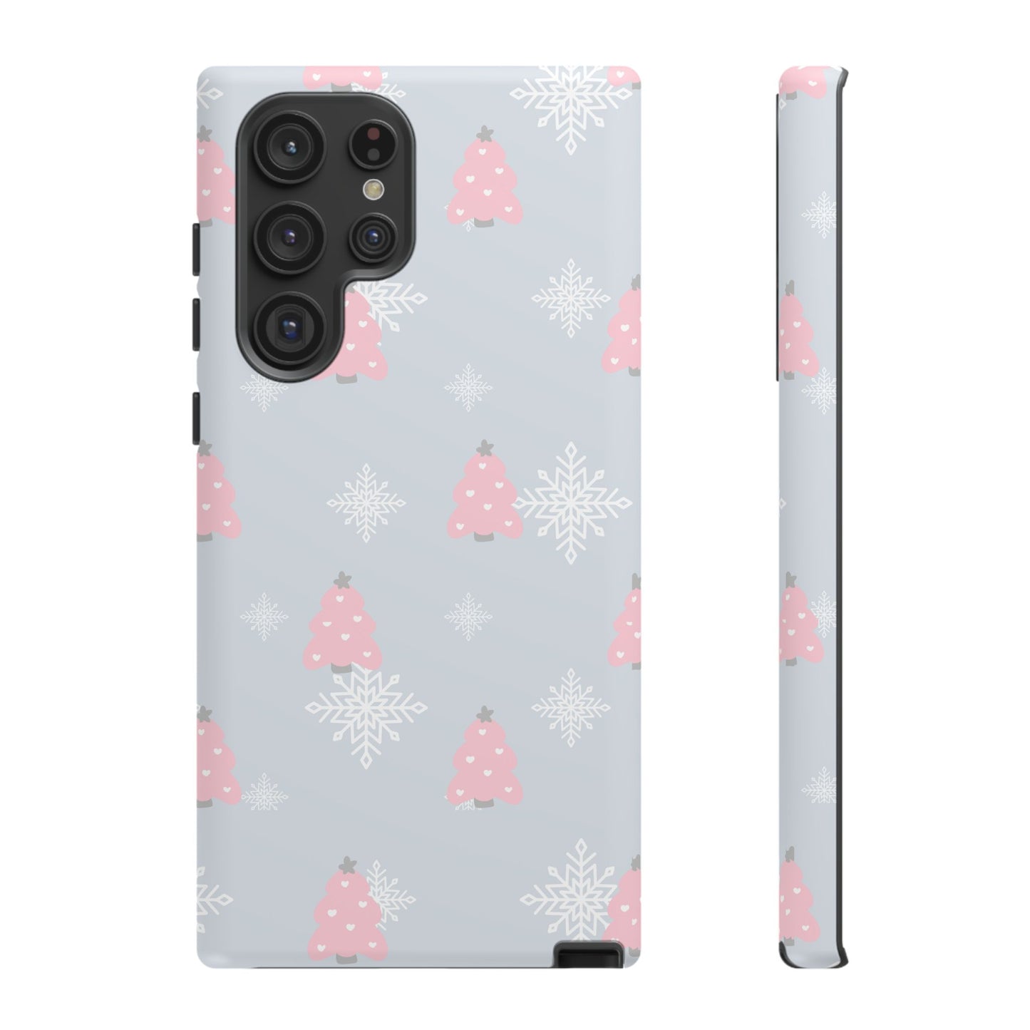 Christmas Pink Tree Tough Phone Case — Cute Holiday Snowflake Design