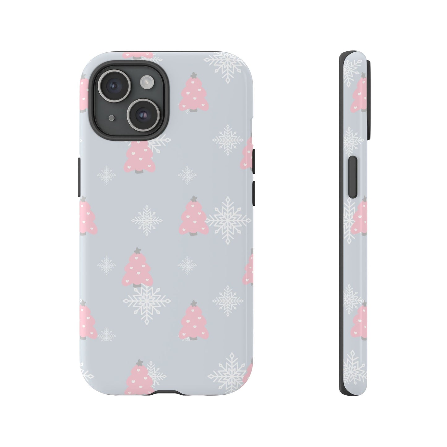 Christmas Pink Tree Tough Phone Case — Cute Holiday Snowflake Design