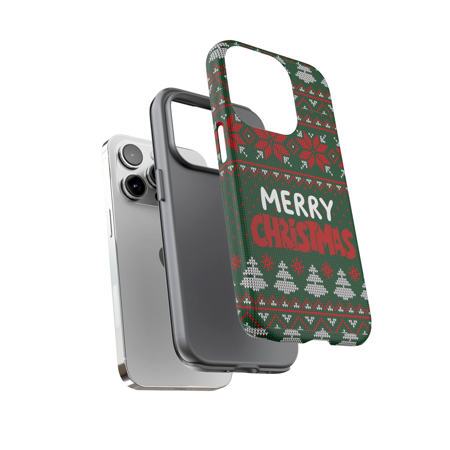 Merry Christmas Phone Case - Festive Green Ugly Sweater Design