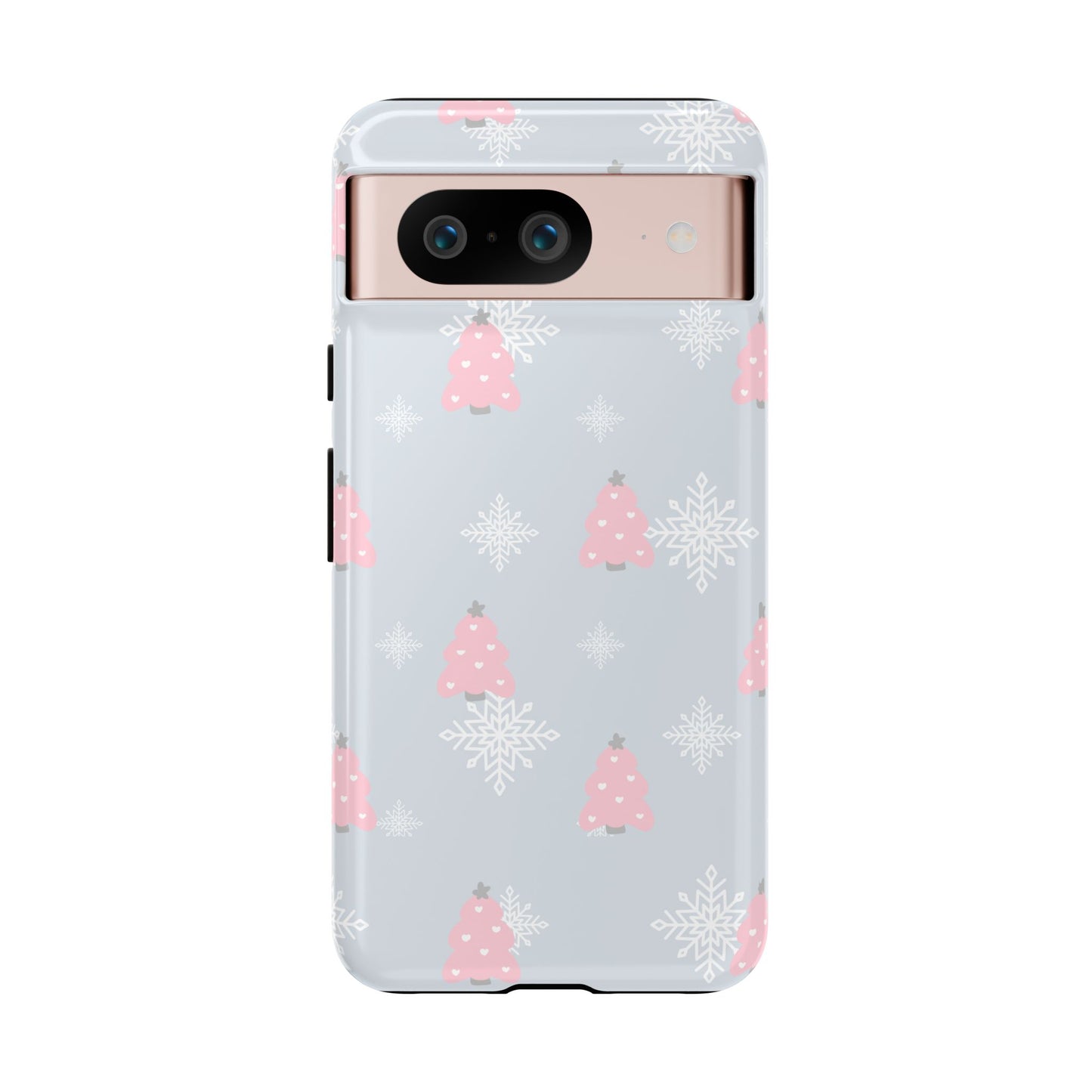 Christmas Pink Tree Tough Phone Case — Cute Holiday Snowflake Design