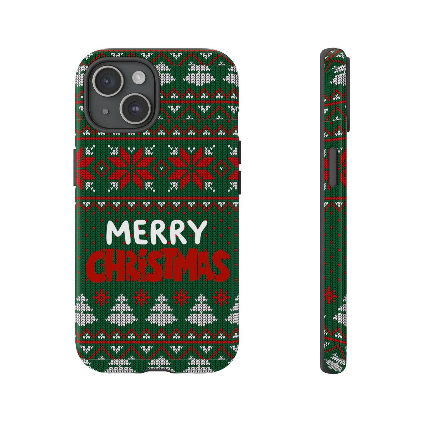 Merry Christmas Phone Case - Festive Green Ugly Sweater Design