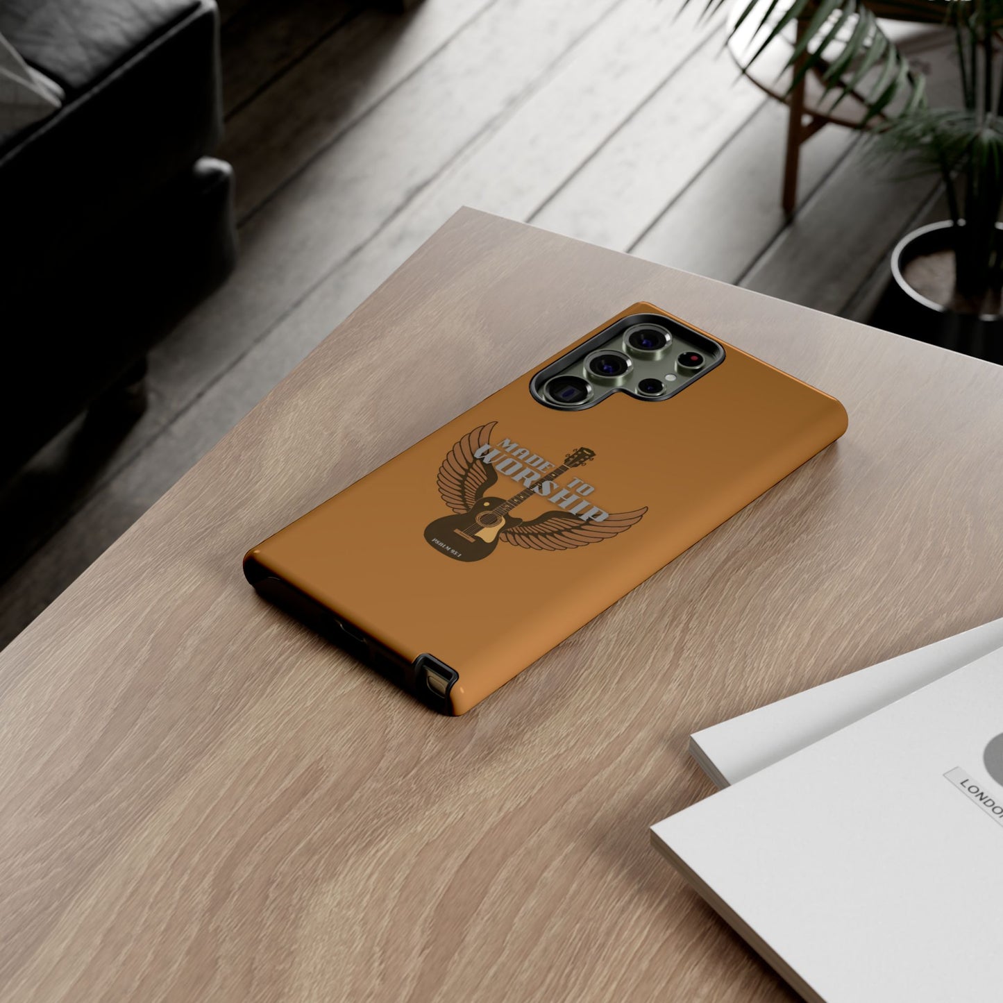Tough Phone Case — "Made to Worship" Acoustic Guitar Wings Design