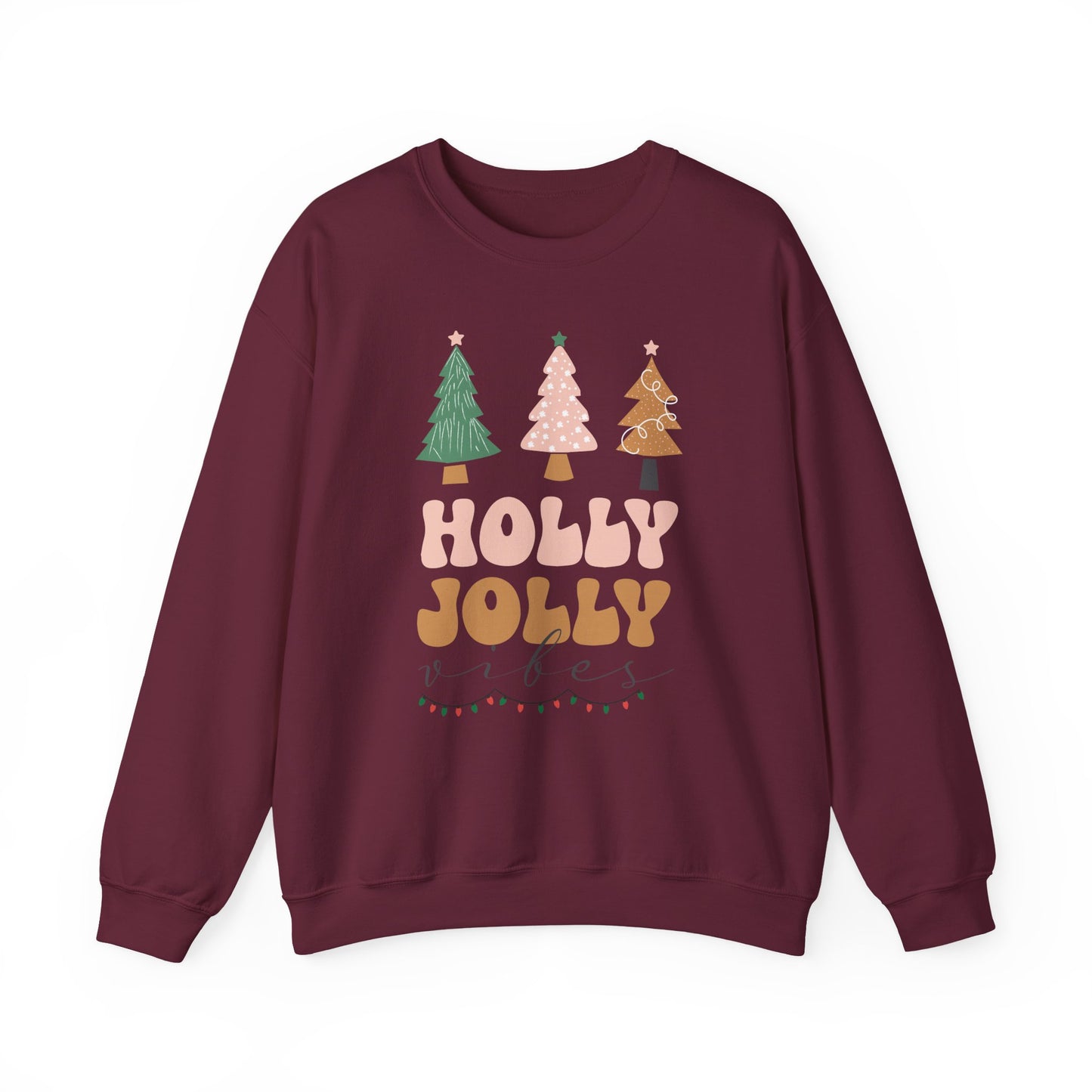 Holiday Sweater Sweatshirt — "Holly Jolly" Christmas Tree Crewneck