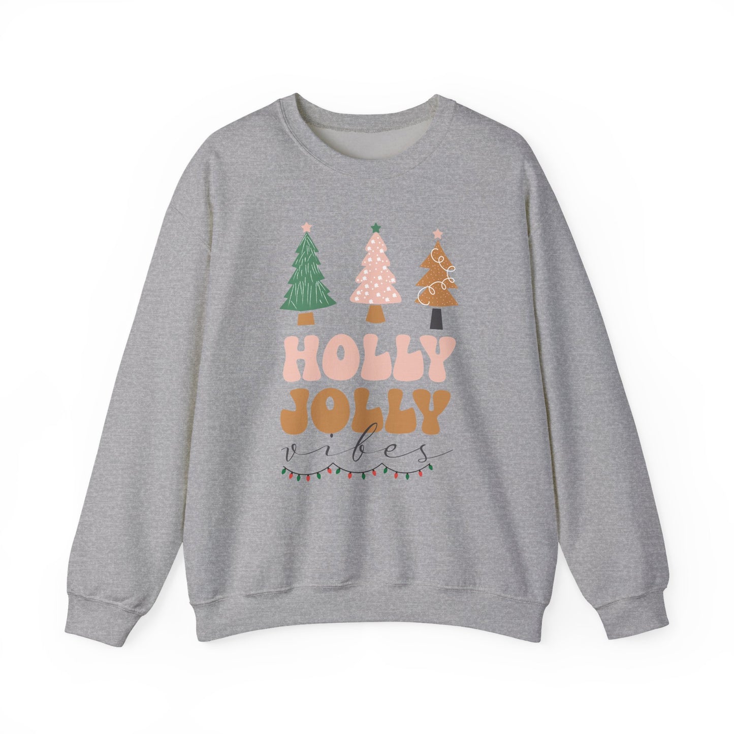 Holiday Sweater Sweatshirt — "Holly Jolly" Christmas Tree Crewneck