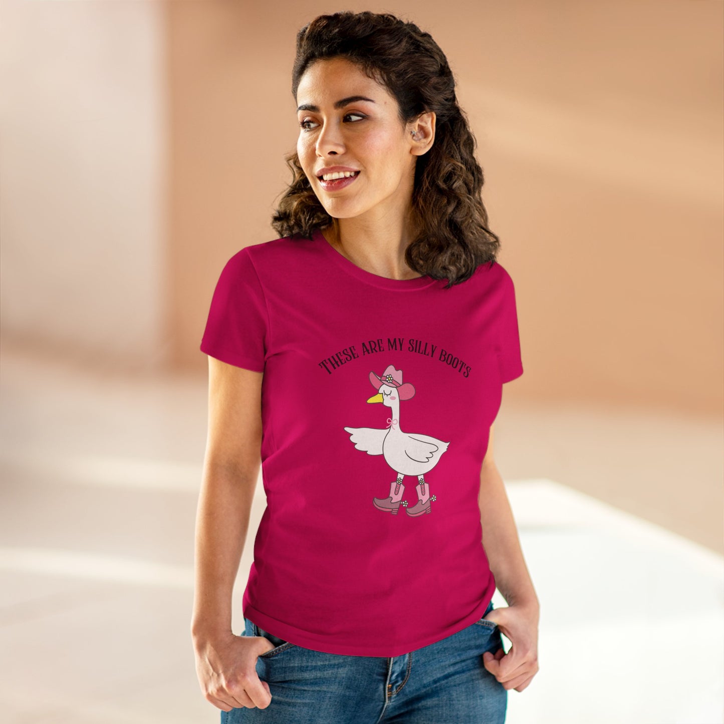 Silly Boots Women's Cotton Tee - Fun Quirky Goose Shirt