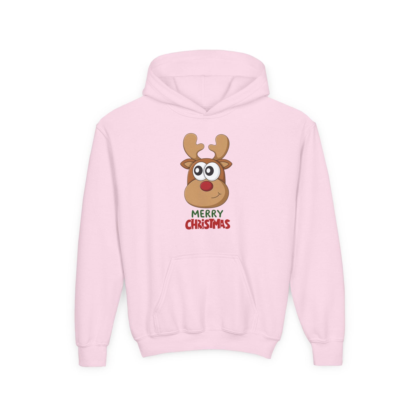 Youth Christmas Reindeer Hoodie - Cute "Merry Christmas" Holiday Pullover
