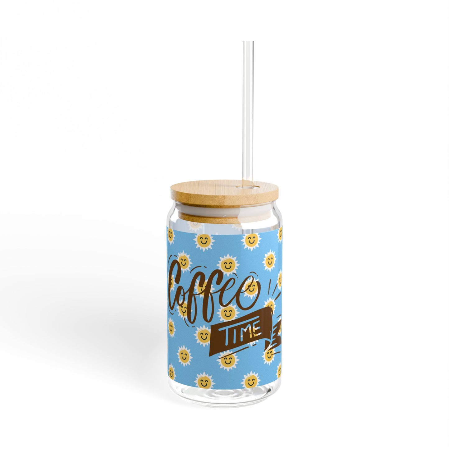 Smiley Sunshine Iced Coffee Sipper Glass