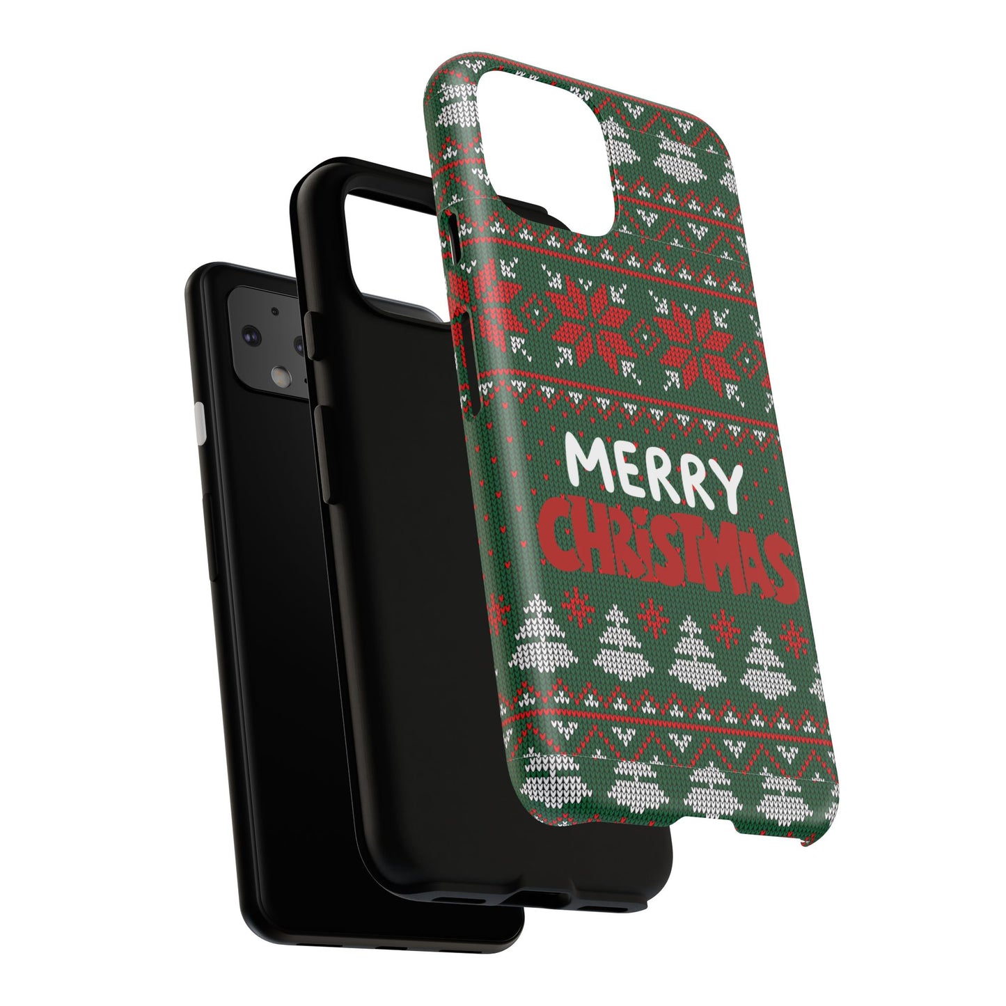 Merry Christmas Phone Case - Festive Green Ugly Sweater Design