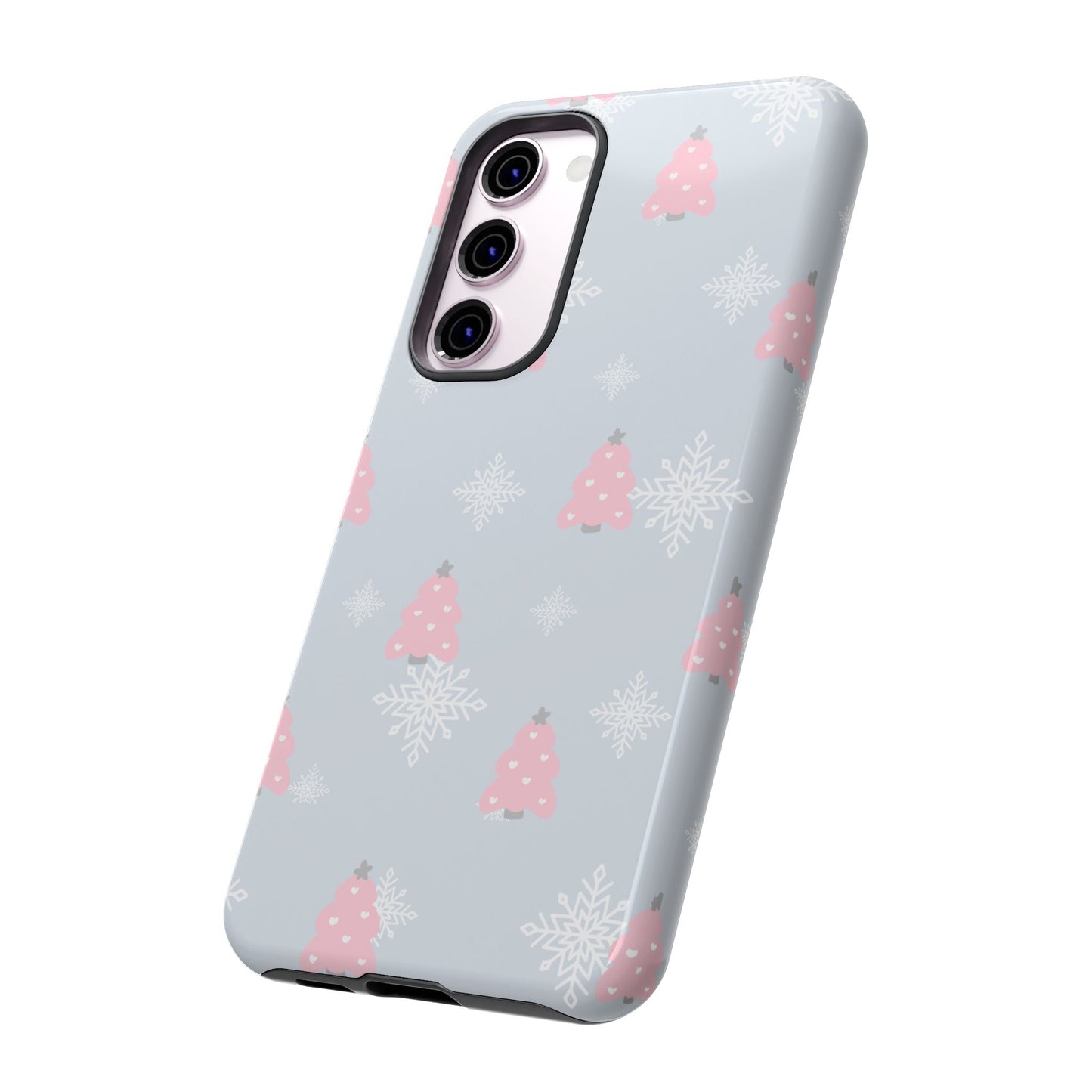 Christmas Pink Tree Tough Phone Case — Cute Holiday Snowflake Design